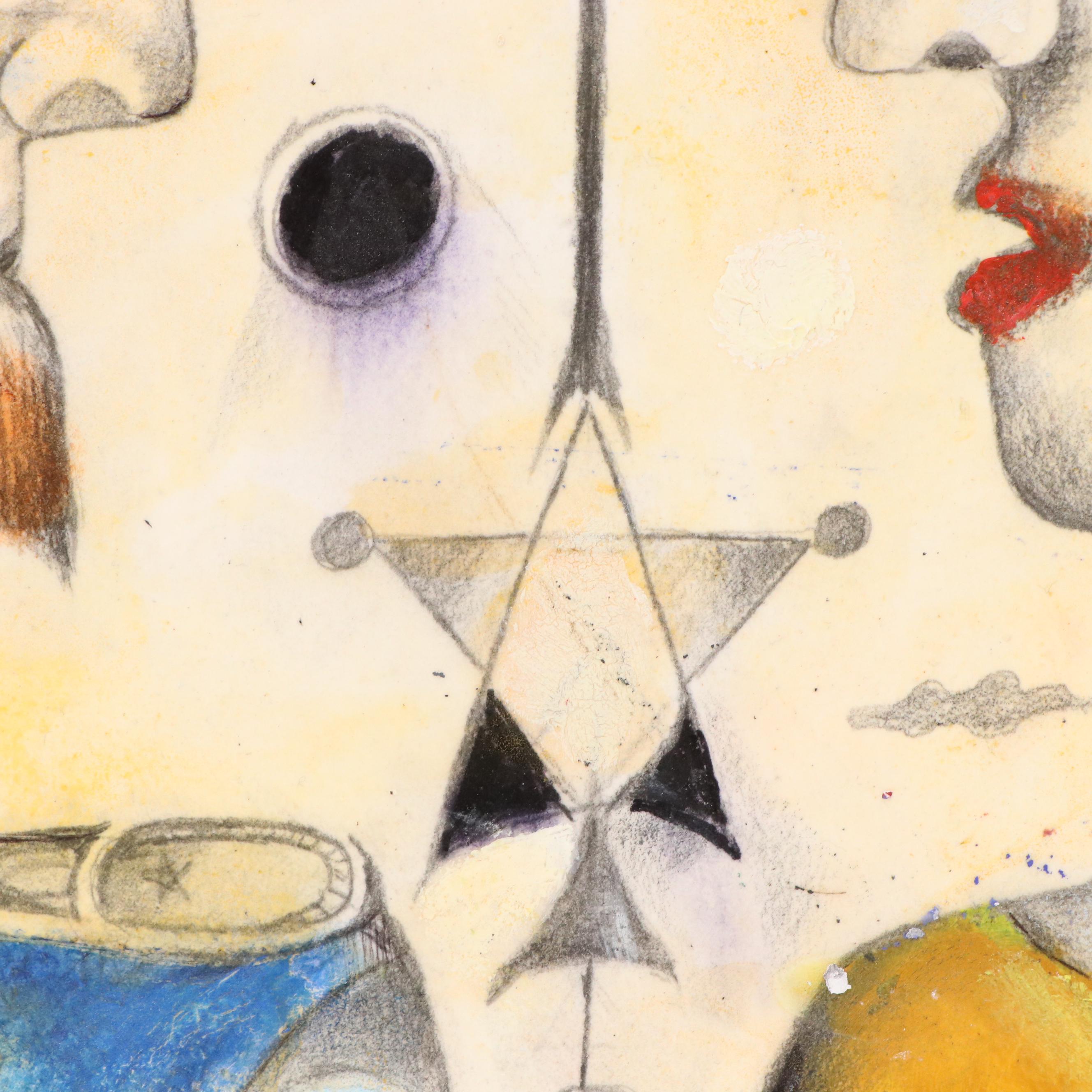 Nikolay "Kuk" Manuylov Surrealist Figural Mixed Media Painting, 21st Century