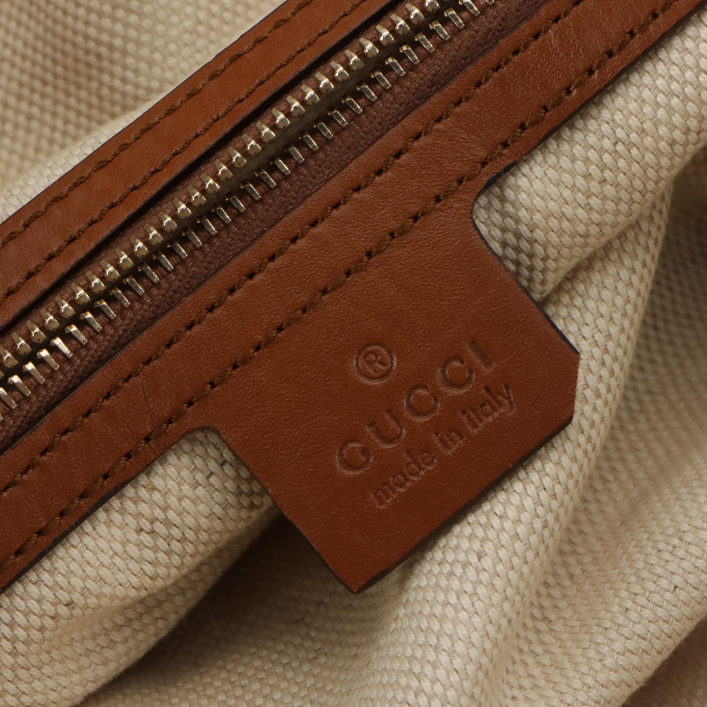 Gucci Brick Lane Two-Way Satchel in GG Canvas & Brown Leather with Braided Trim