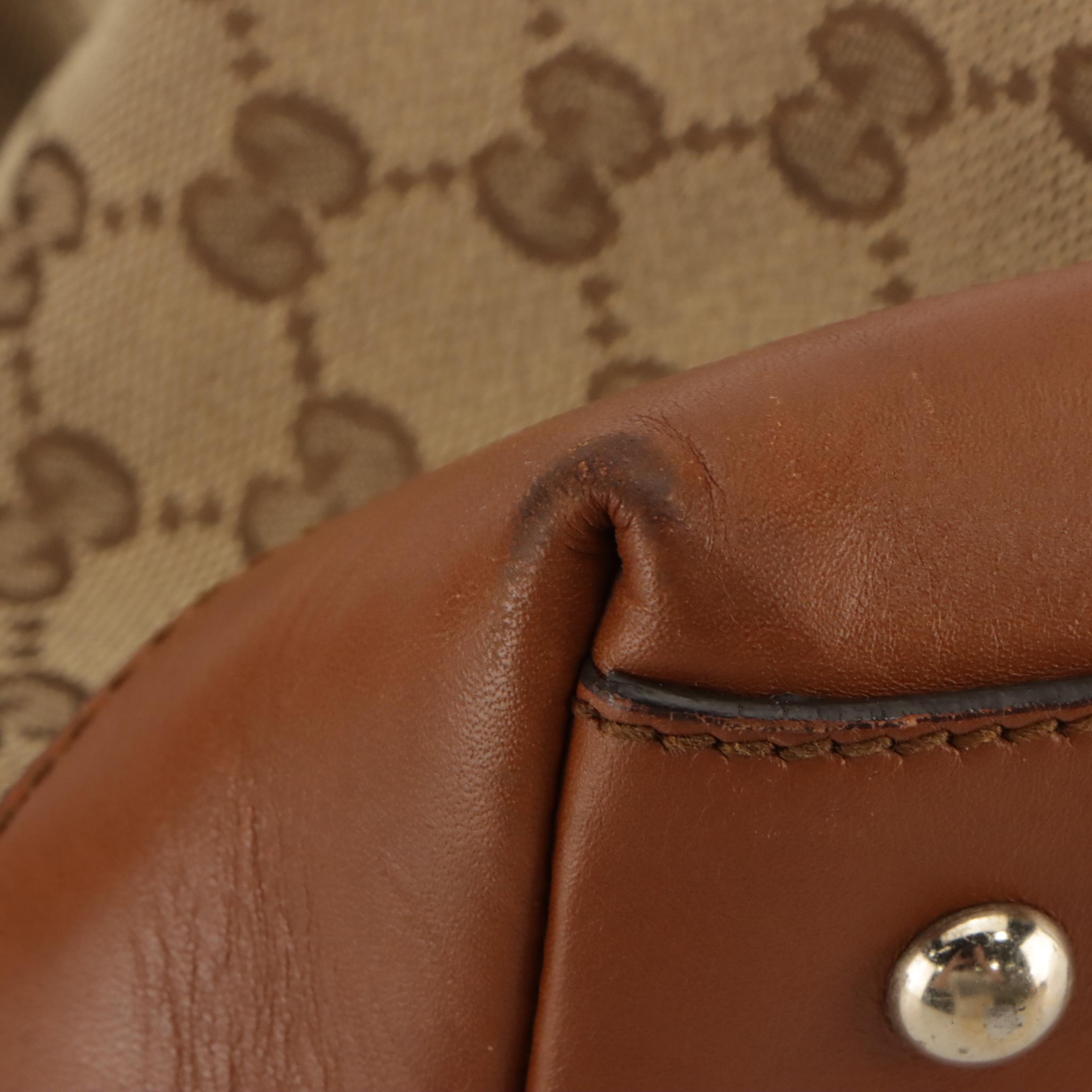 Gucci Brick Lane Two-Way Satchel in GG Canvas & Brown Leather with Braided Trim