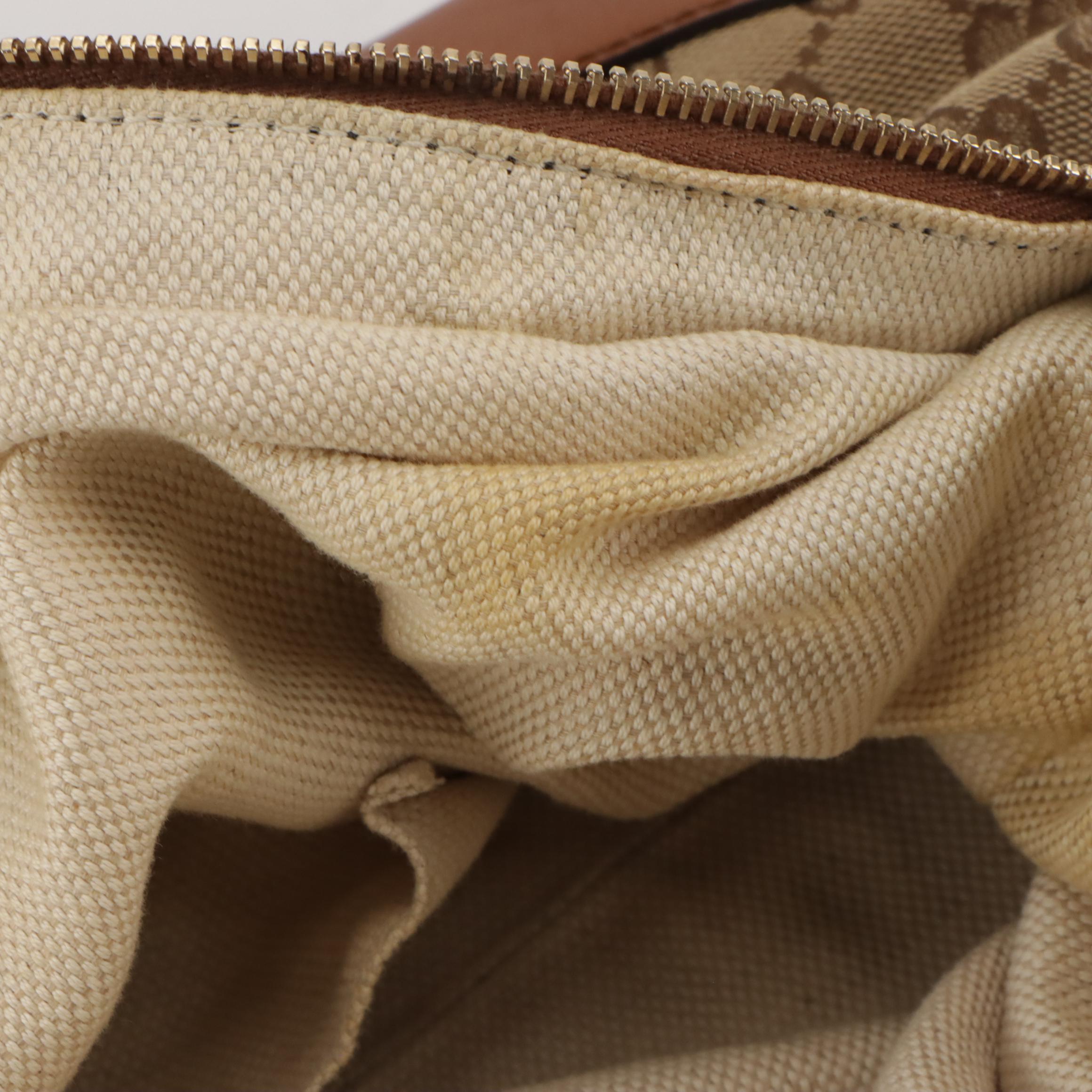 Gucci Brick Lane Two-Way Satchel in GG Canvas & Brown Leather with Braided Trim