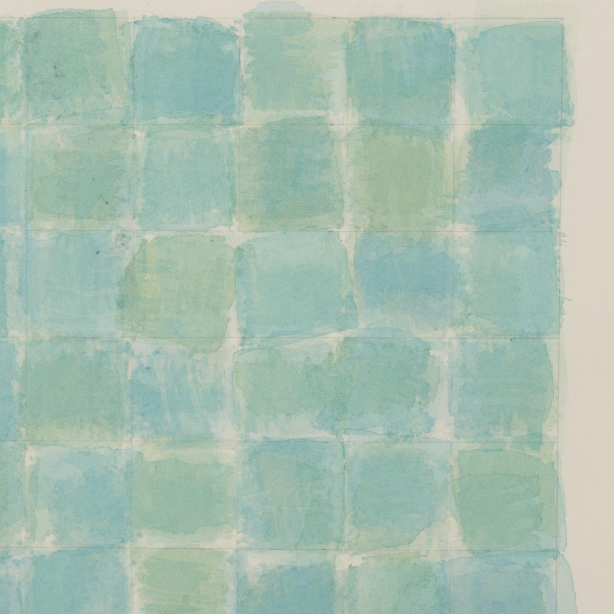 Checkered Watercolor Painting in Turquoise Hues