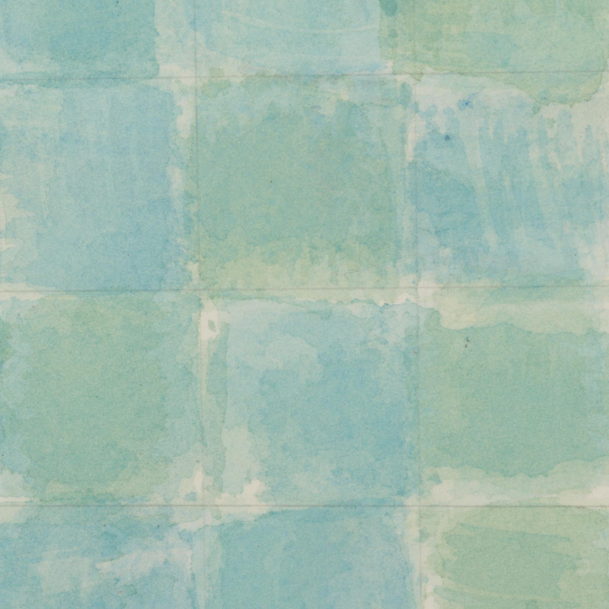 Checkered Watercolor Painting in Turquoise Hues