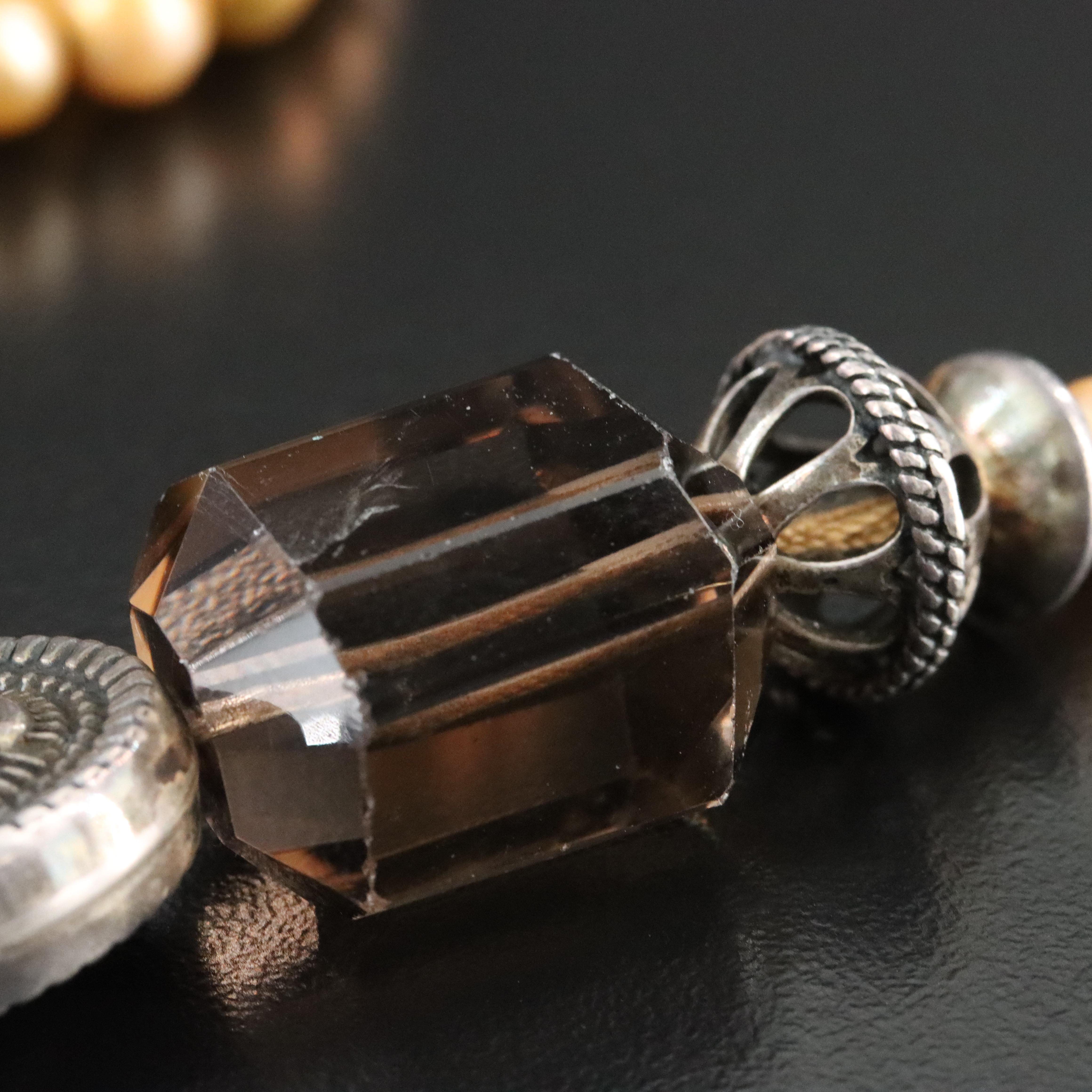 Pearl, Smoky Quartz and Hematite Necklace