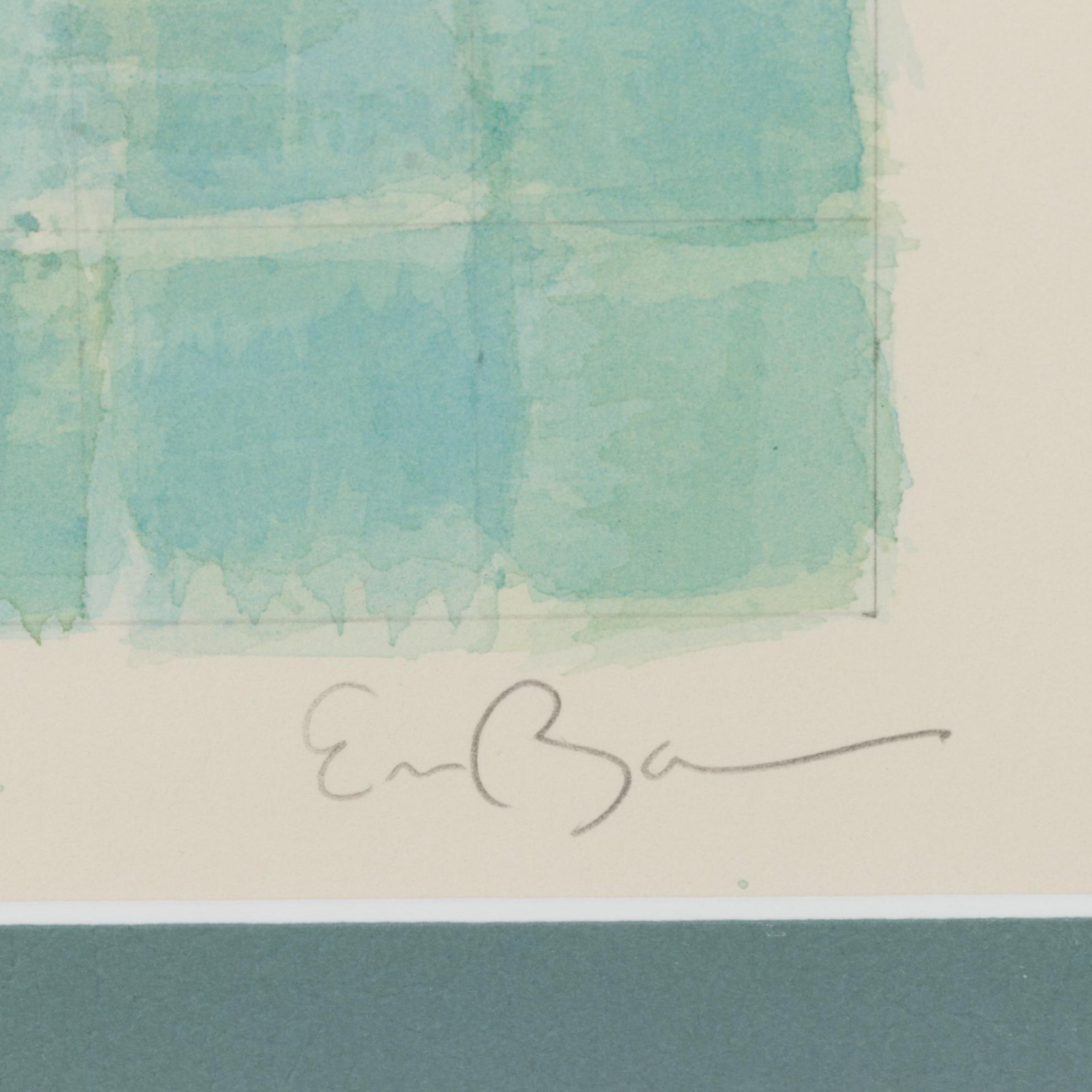 Checkered Watercolor Painting in Turquoise Hues