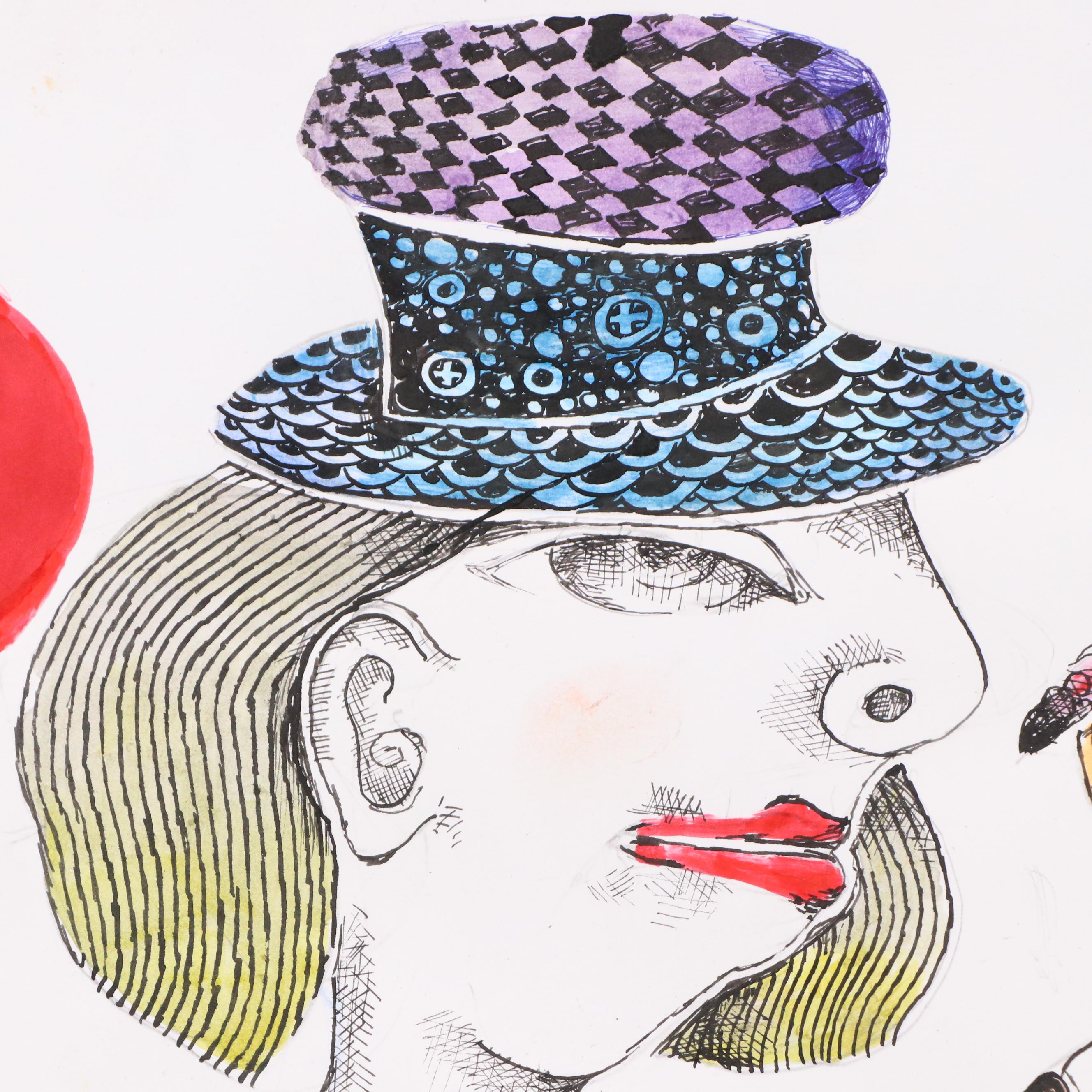 Nikolay "Kuk" Manuylov Figural Surrealist Mixed Media Drawing, 2013