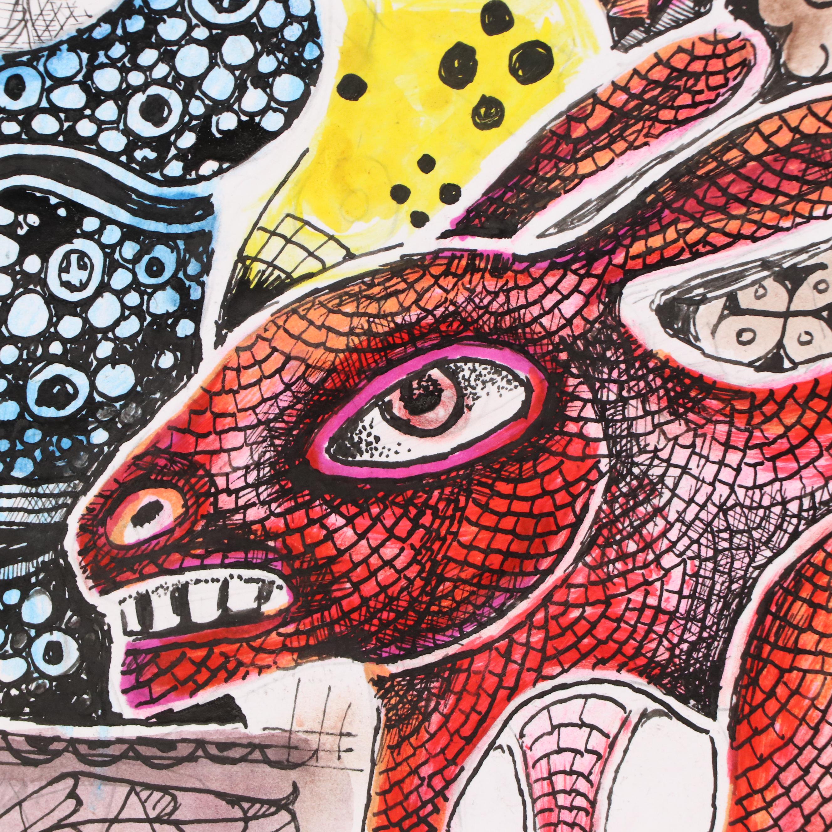 Nikolay "Kuk" Manuylov Figural Surrealist Mixed Media Drawing, 2013