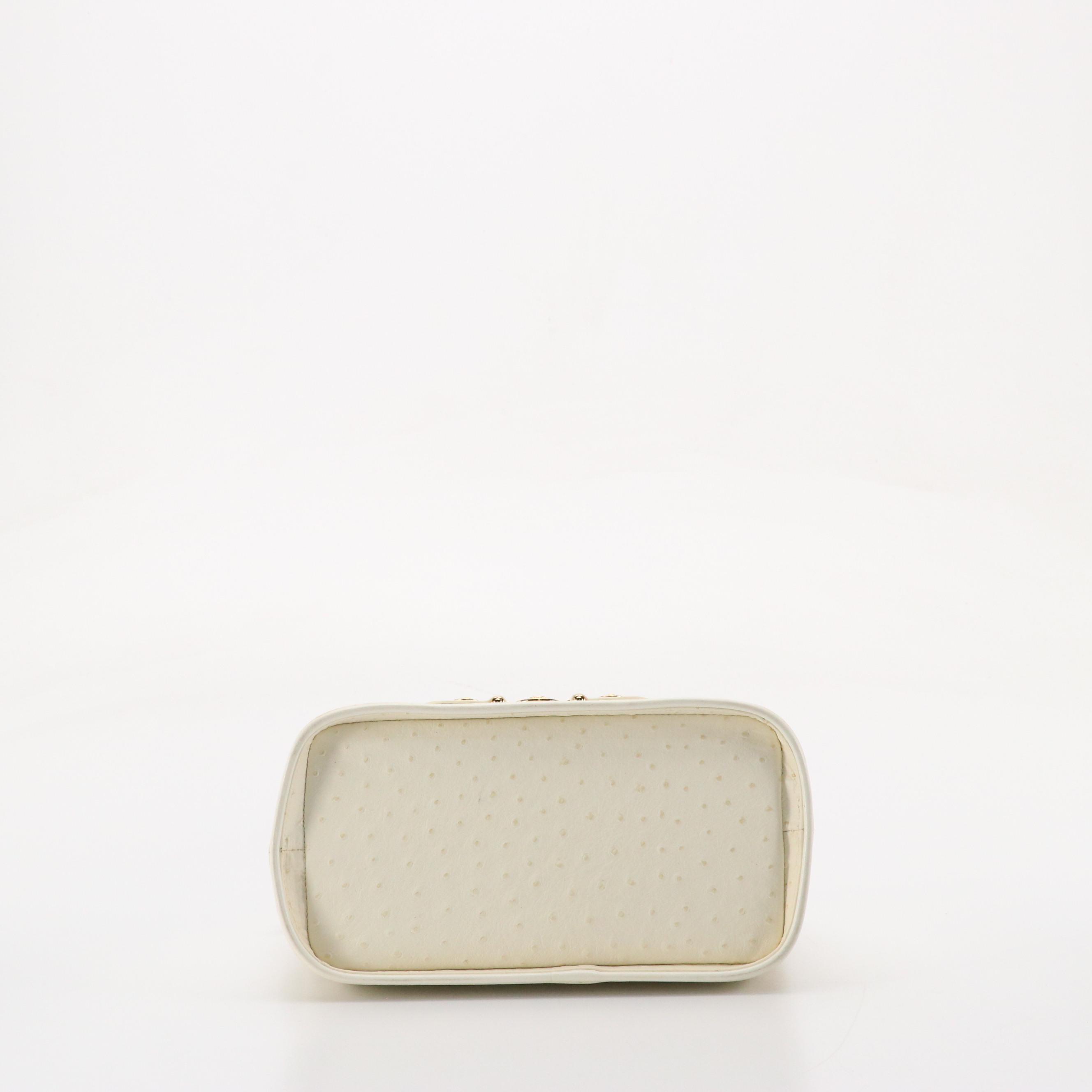 Gianni Versace Sunburst Medallion Box Bag in Ivory Ostrich Leather