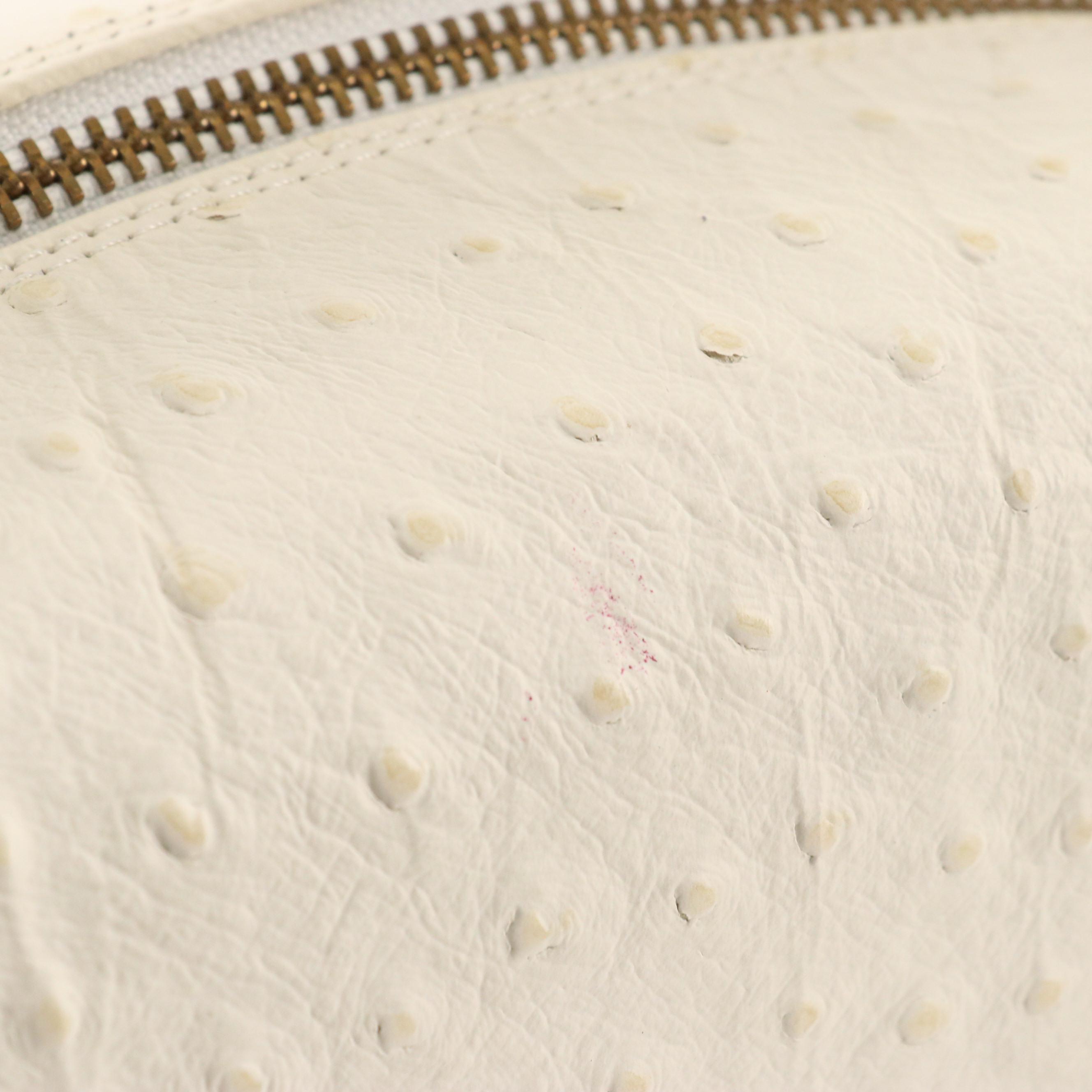 Gianni Versace Sunburst Medallion Box Bag in Ivory Ostrich Leather