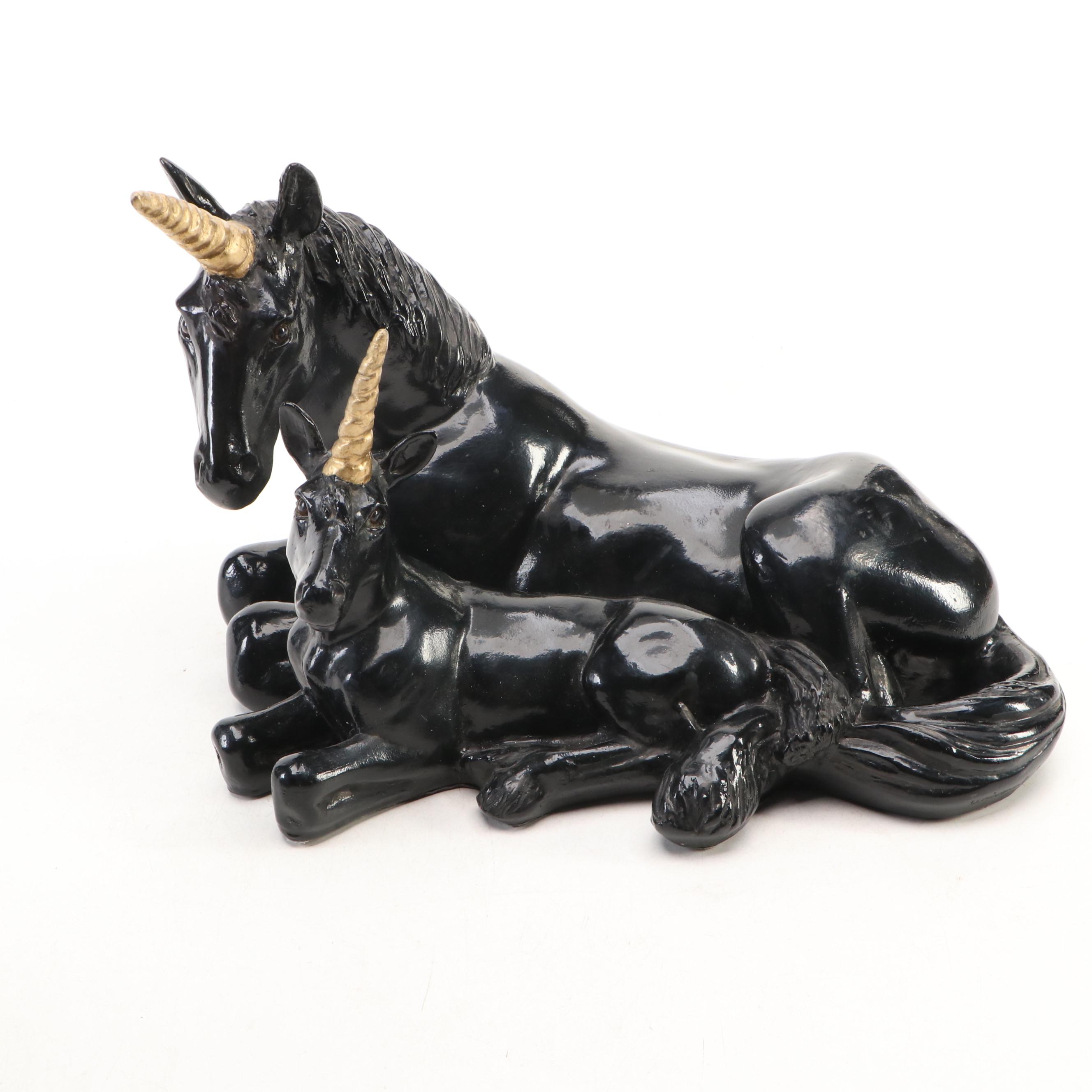 Vintage Black and Gold Composite Unicorns, 1990