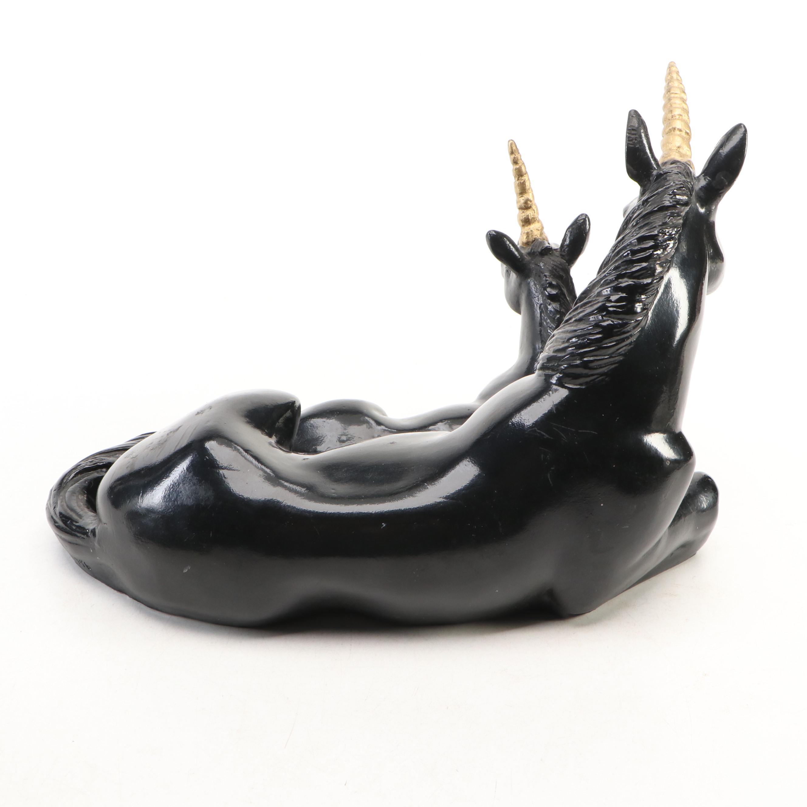 Vintage Black and Gold Composite Unicorns, 1990