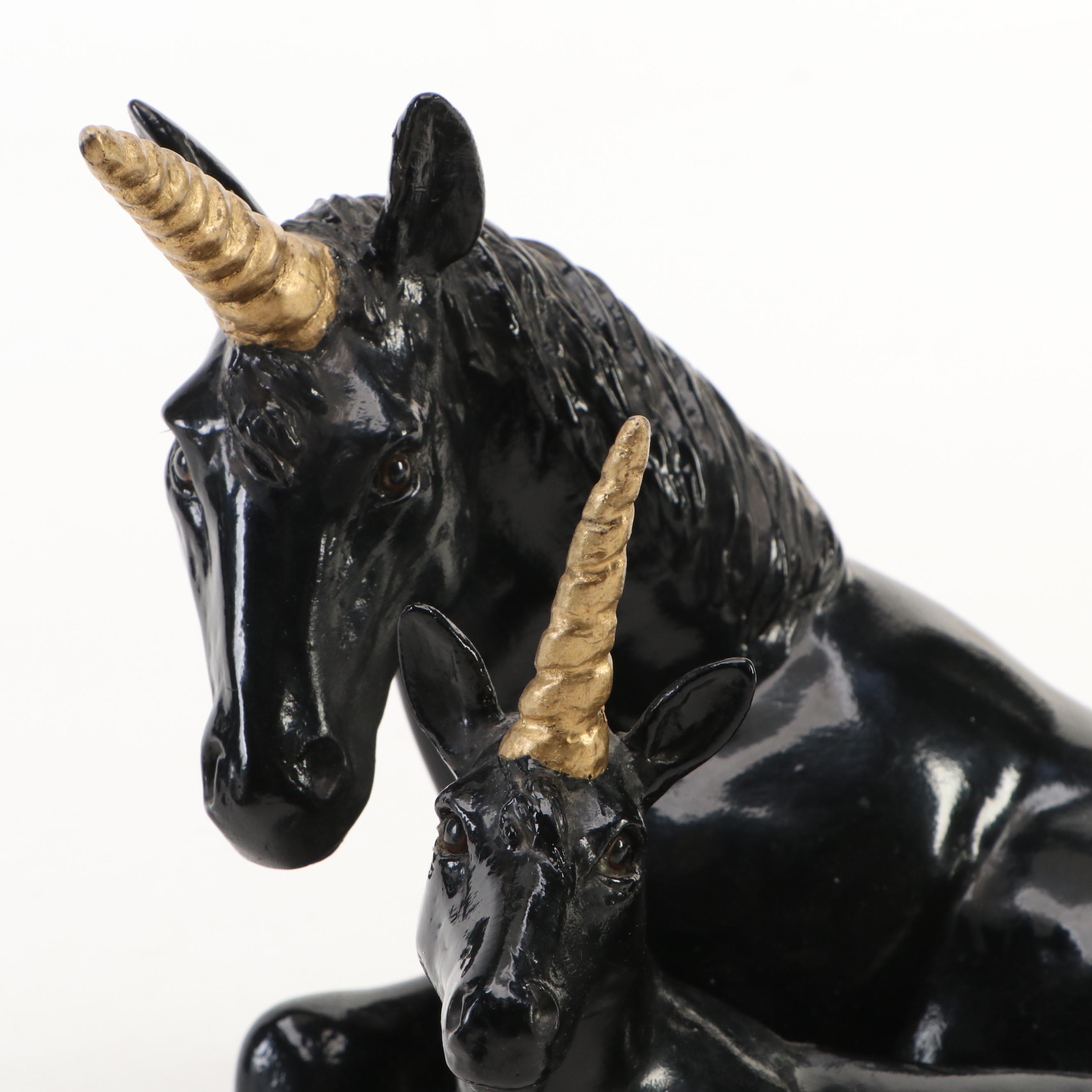 Vintage Black and Gold Composite Unicorns, 1990