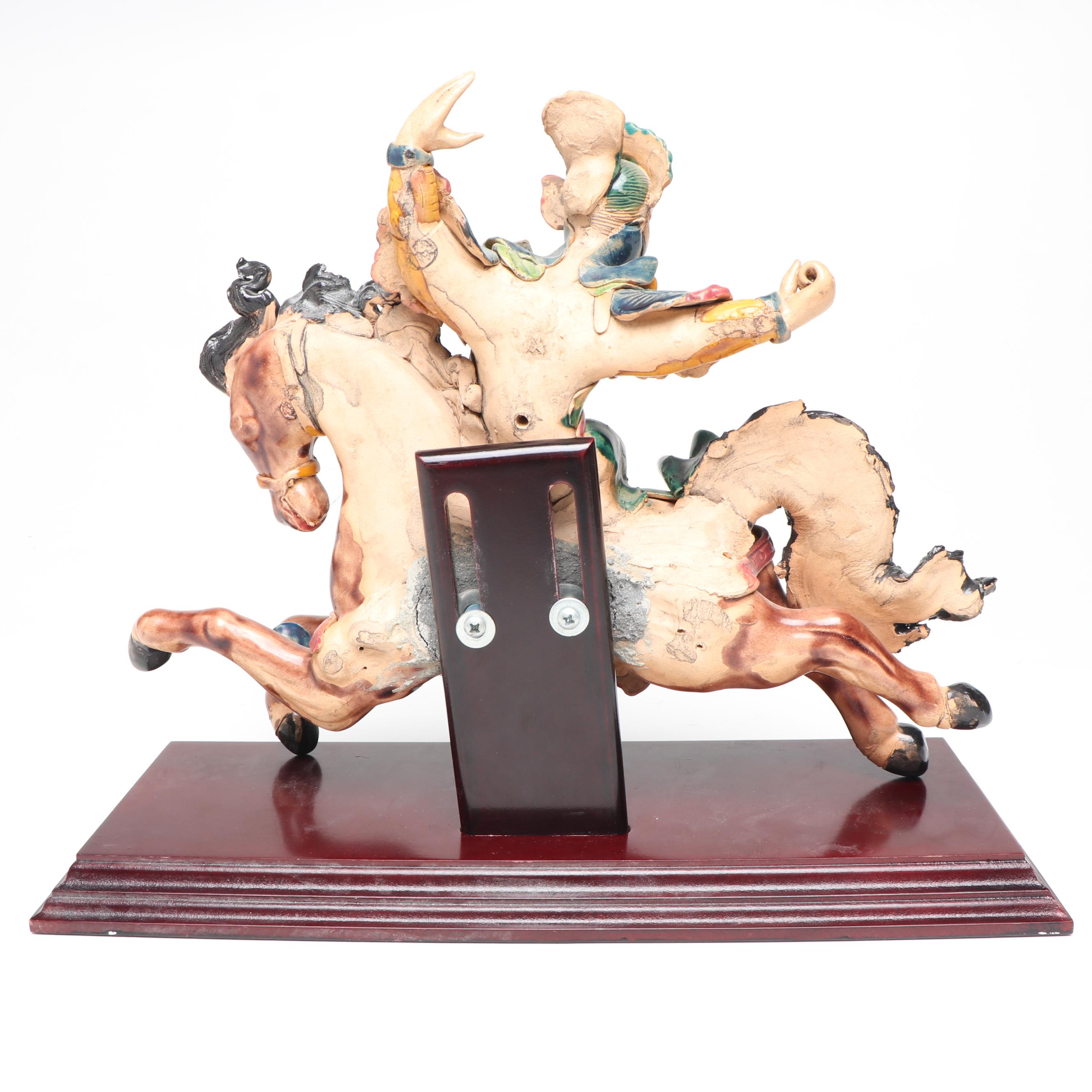 Chinese Style Warrior on Horseback Figurine