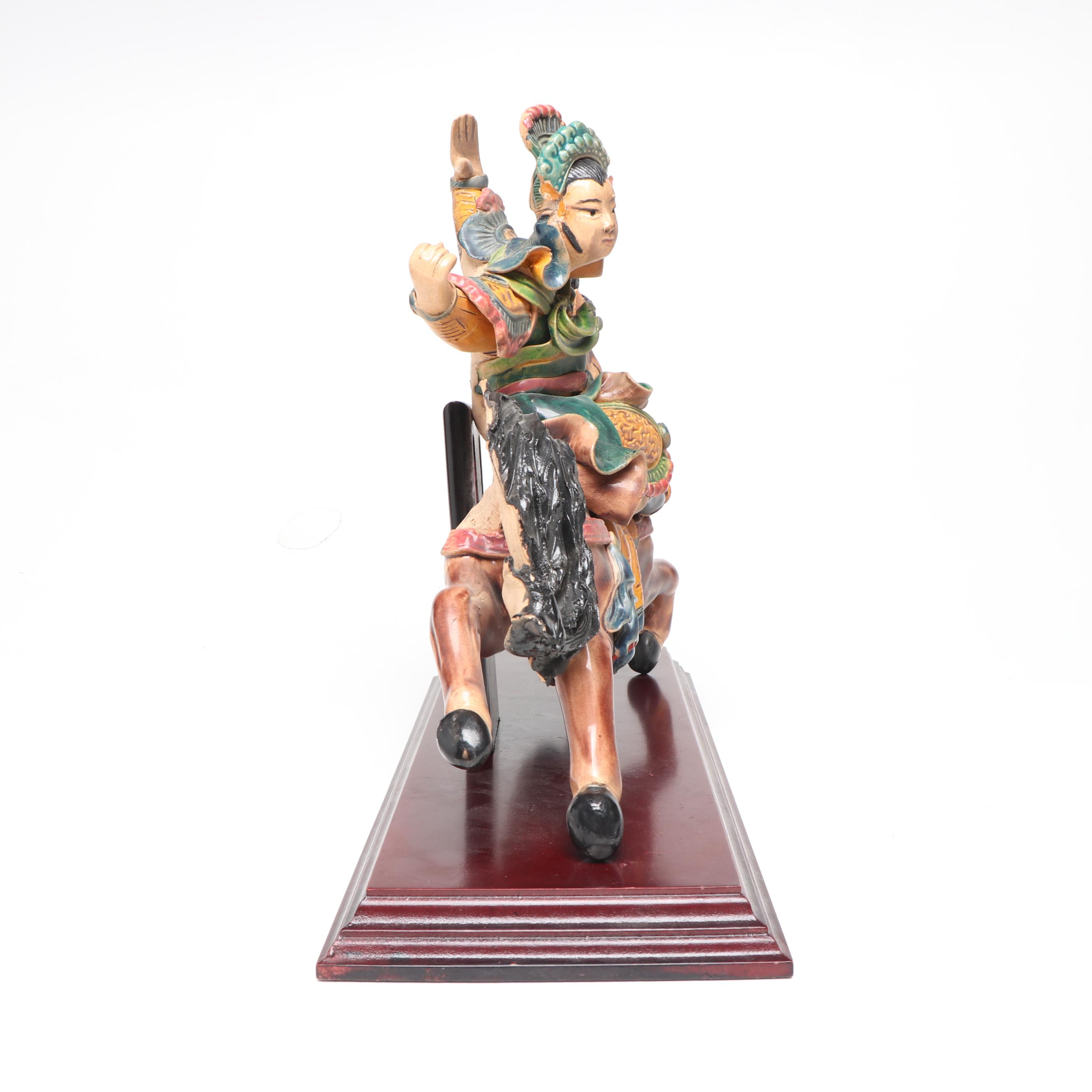 Chinese Style Warrior on Horseback Figurine