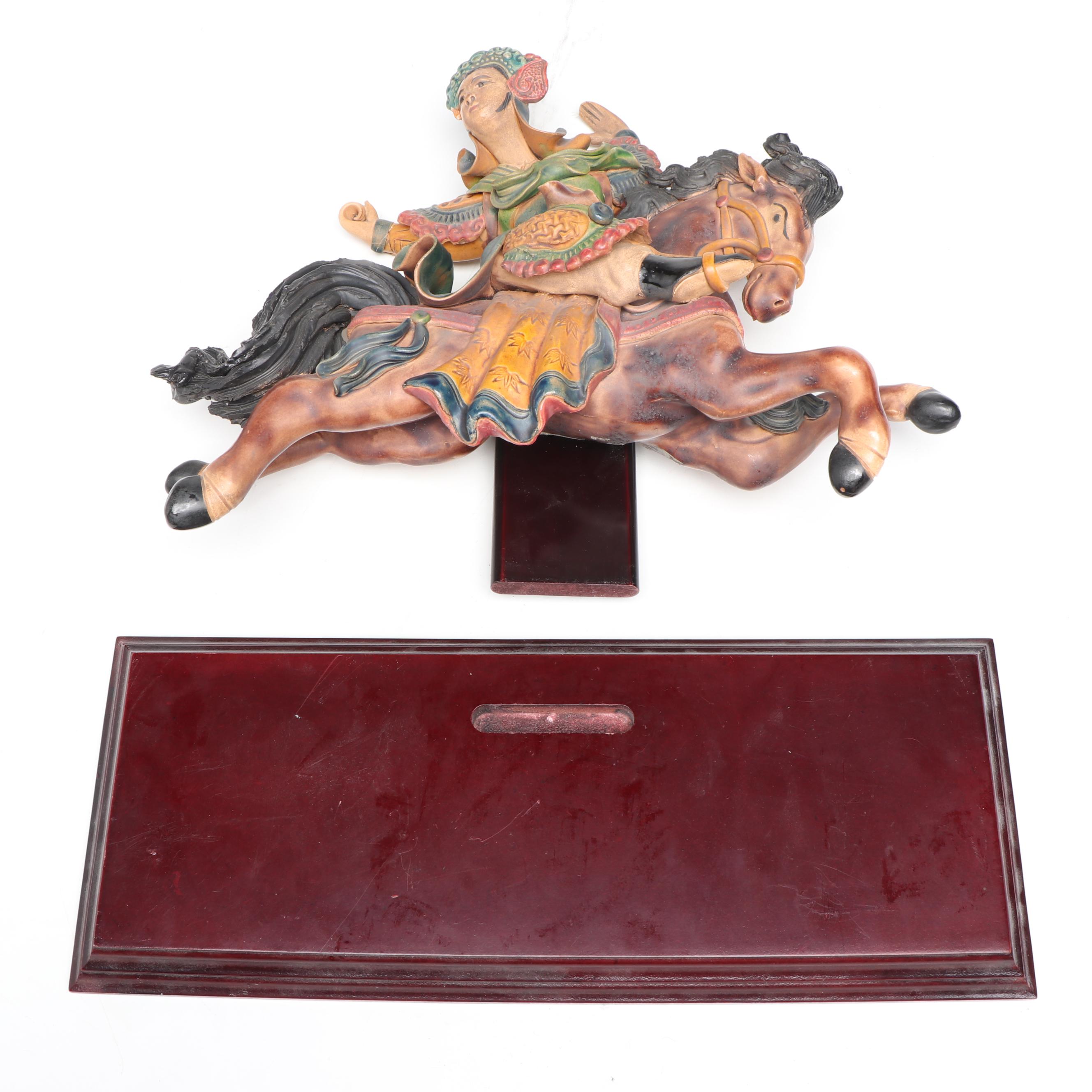 Chinese Style Warrior on Horseback Figurine