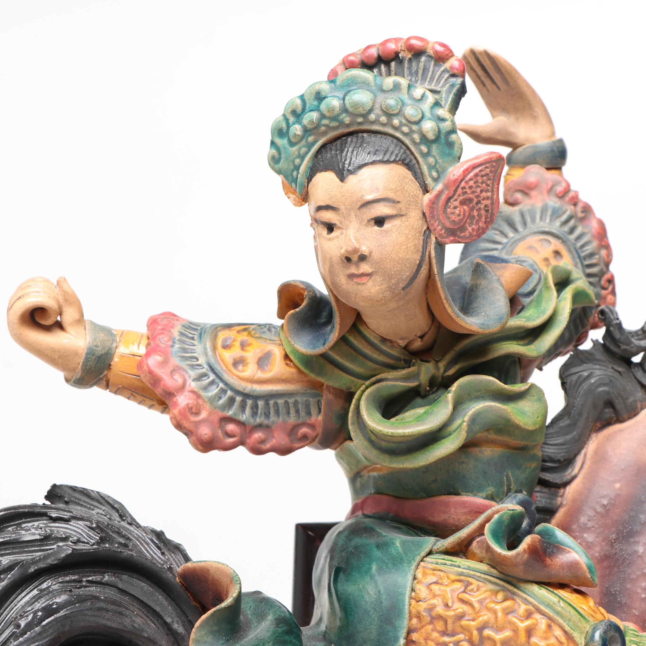 Chinese Style Warrior on Horseback Figurine
