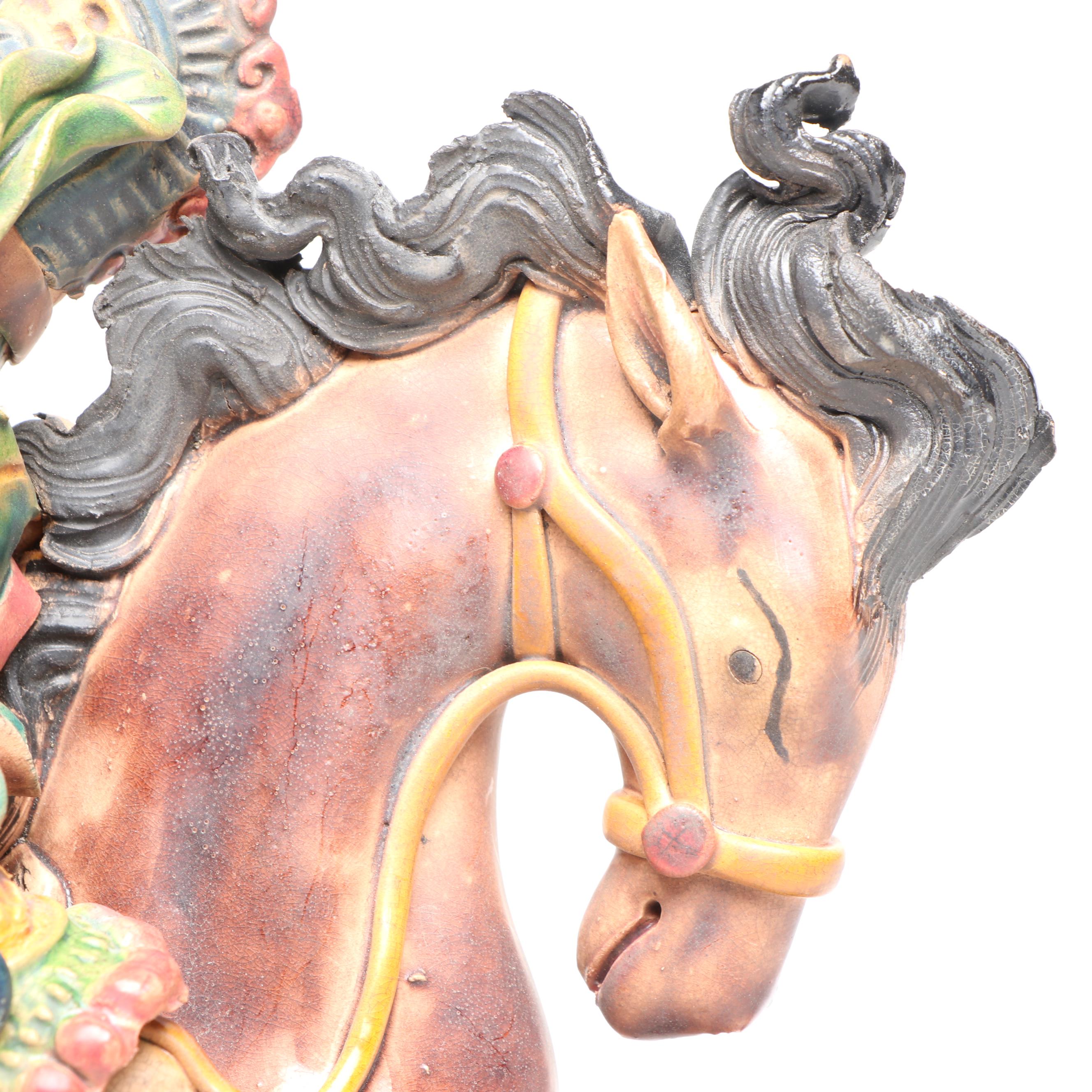 Chinese Style Warrior on Horseback Figurine
