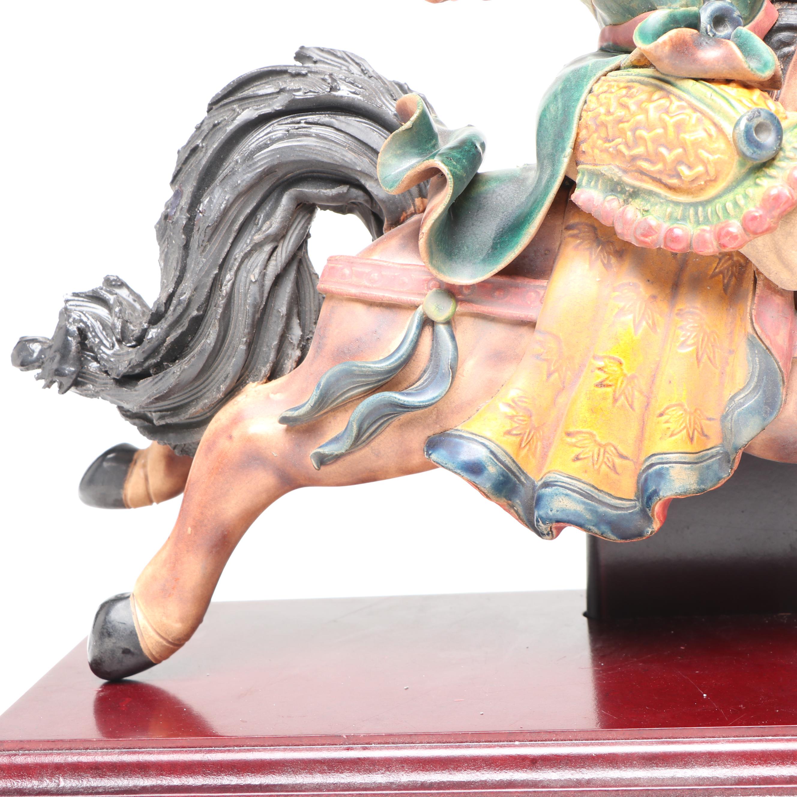Chinese Style Warrior on Horseback Figurine