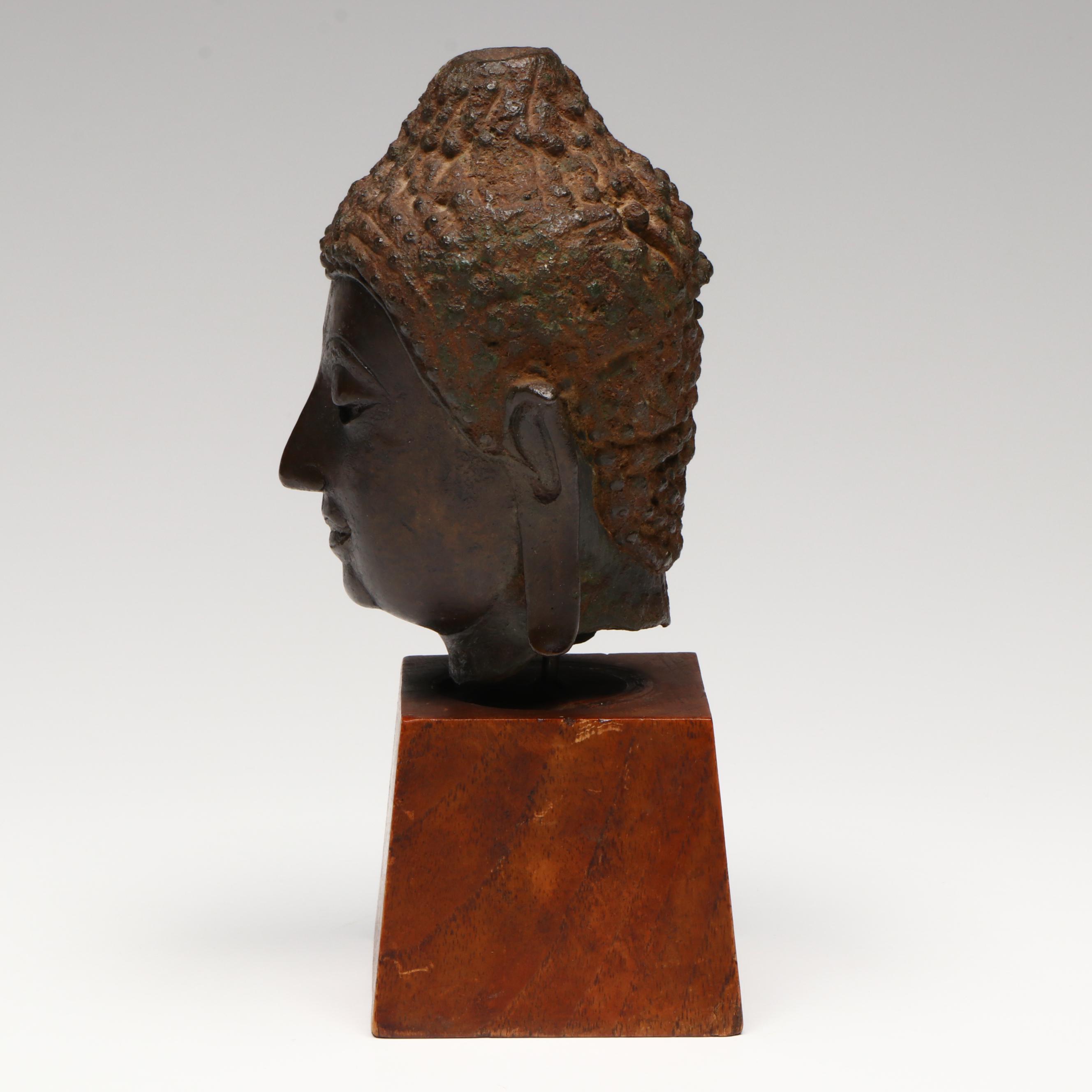 Thai Chien Sen Bronze Head of Buddha, Circa 16th or 17th Century