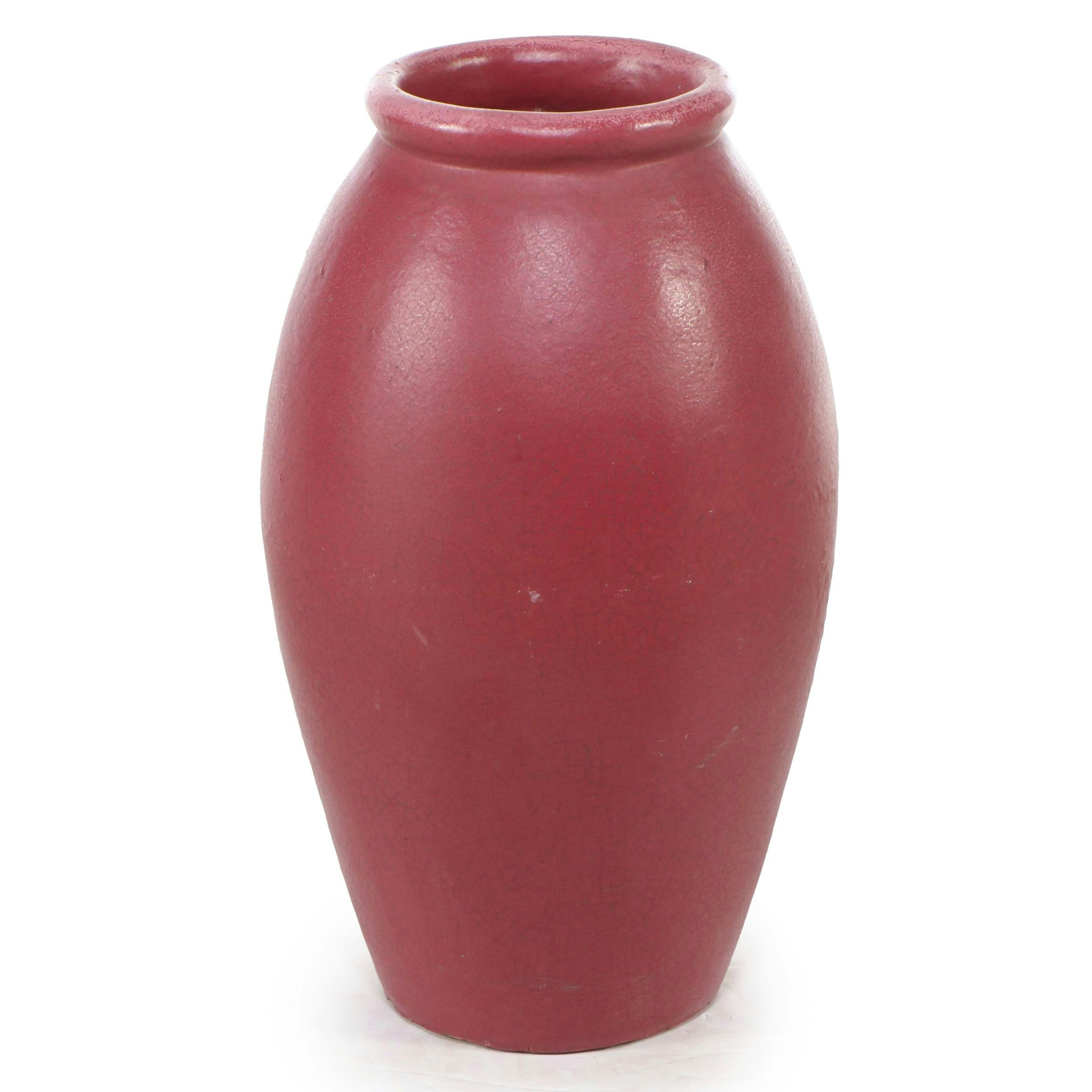 Pair of 2'2 Red Glazed Art Pottery Floor Vases, Early 20th Century