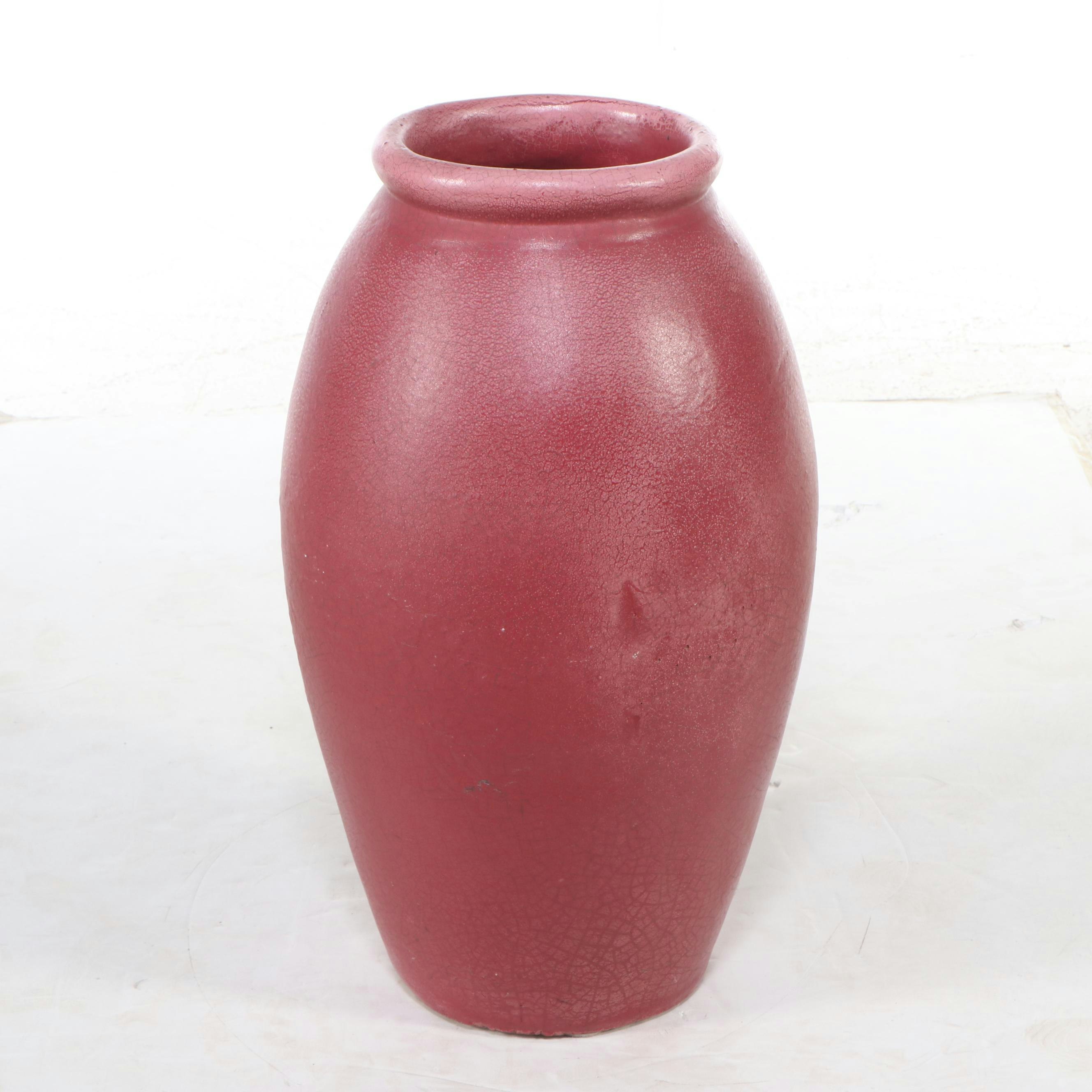Pair of 2'2 Red Glazed Art Pottery Floor Vases, Early 20th Century