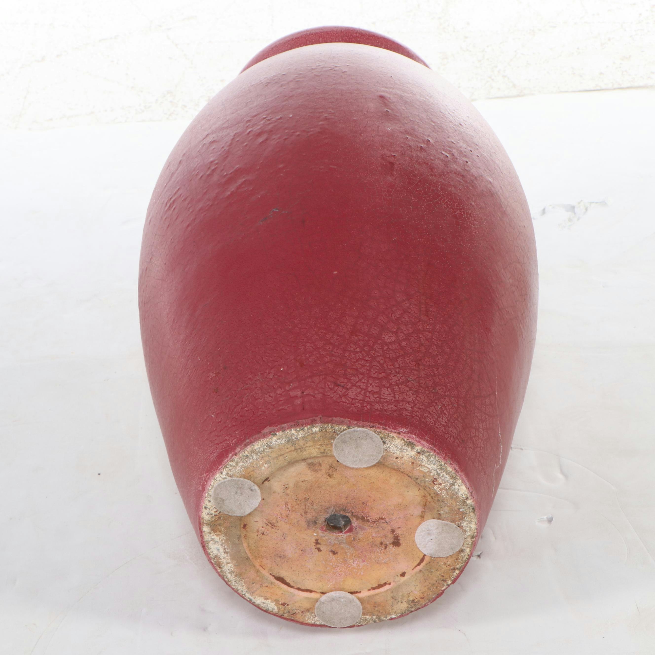 Pair of 2'2 Red Glazed Art Pottery Floor Vases, Early 20th Century