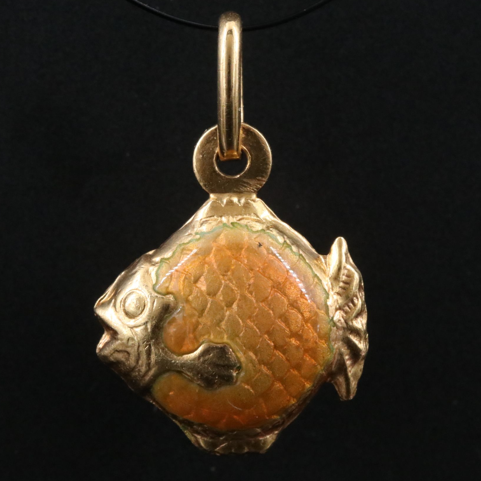 18K Enamel Fish Charm Pendant