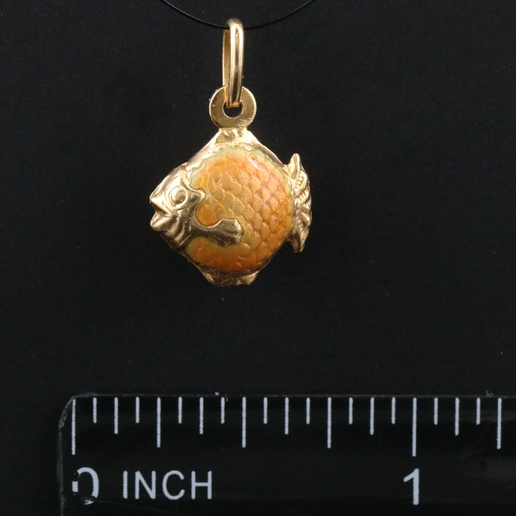 18K Enamel Fish Charm Pendant