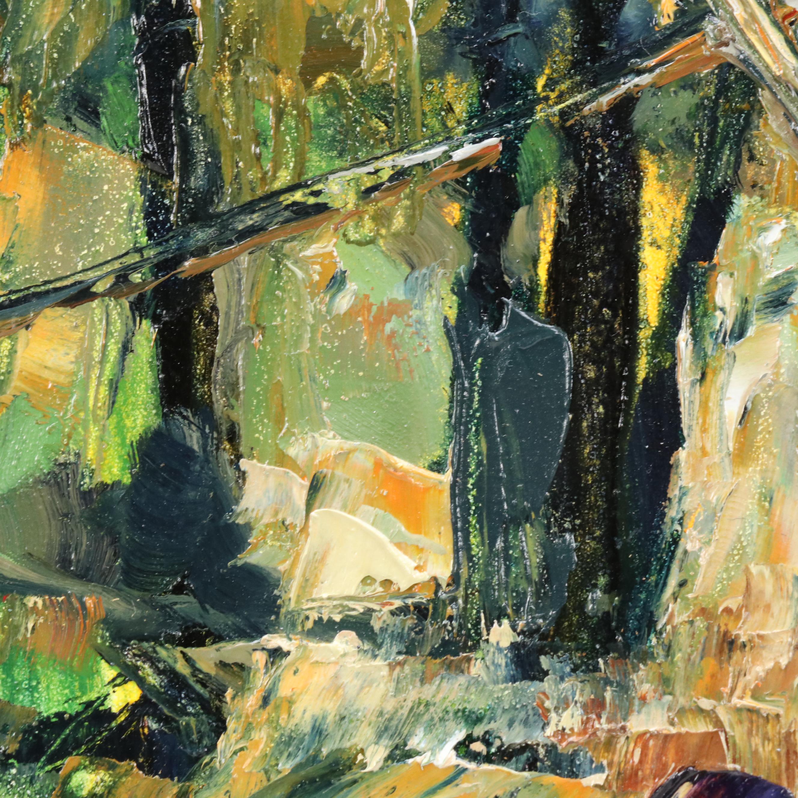 Kyle Jess Impasto Oil Painting "Woodland Waterfall," 2020