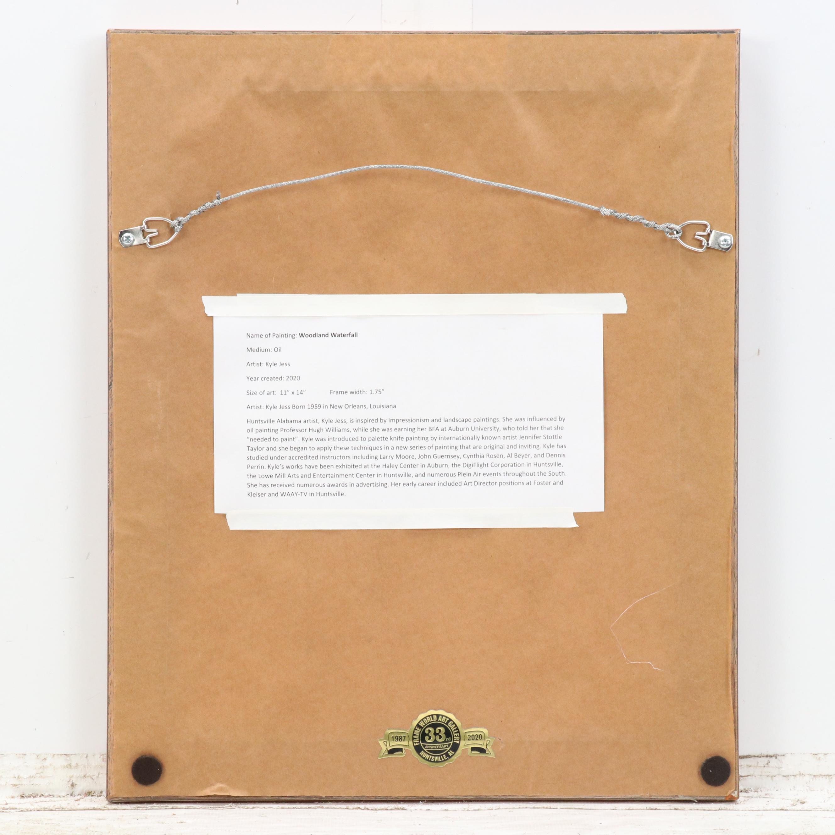 Kyle Jess Impasto Oil Painting "Woodland Waterfall," 2020