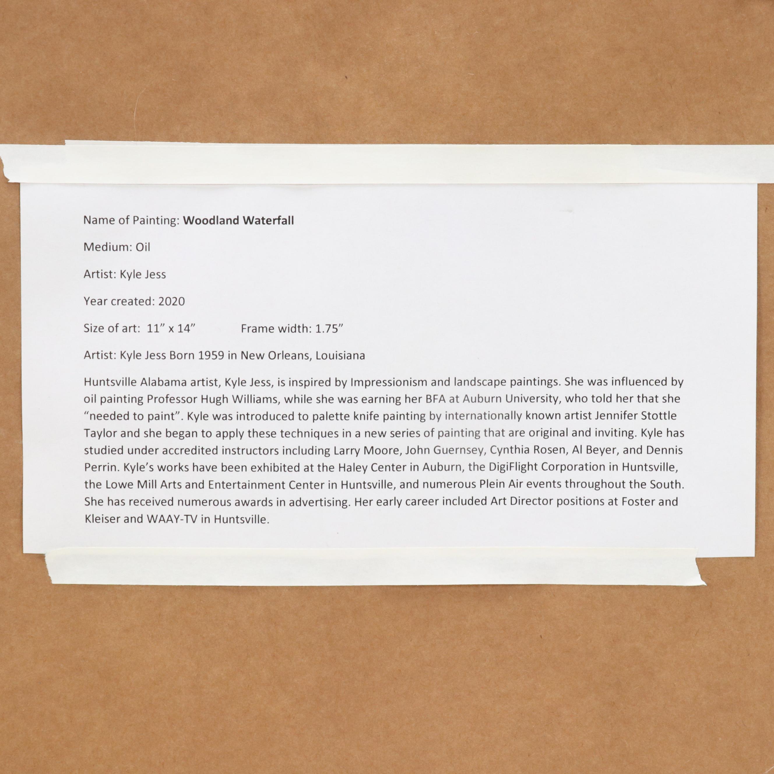 Kyle Jess Impasto Oil Painting "Woodland Waterfall," 2020