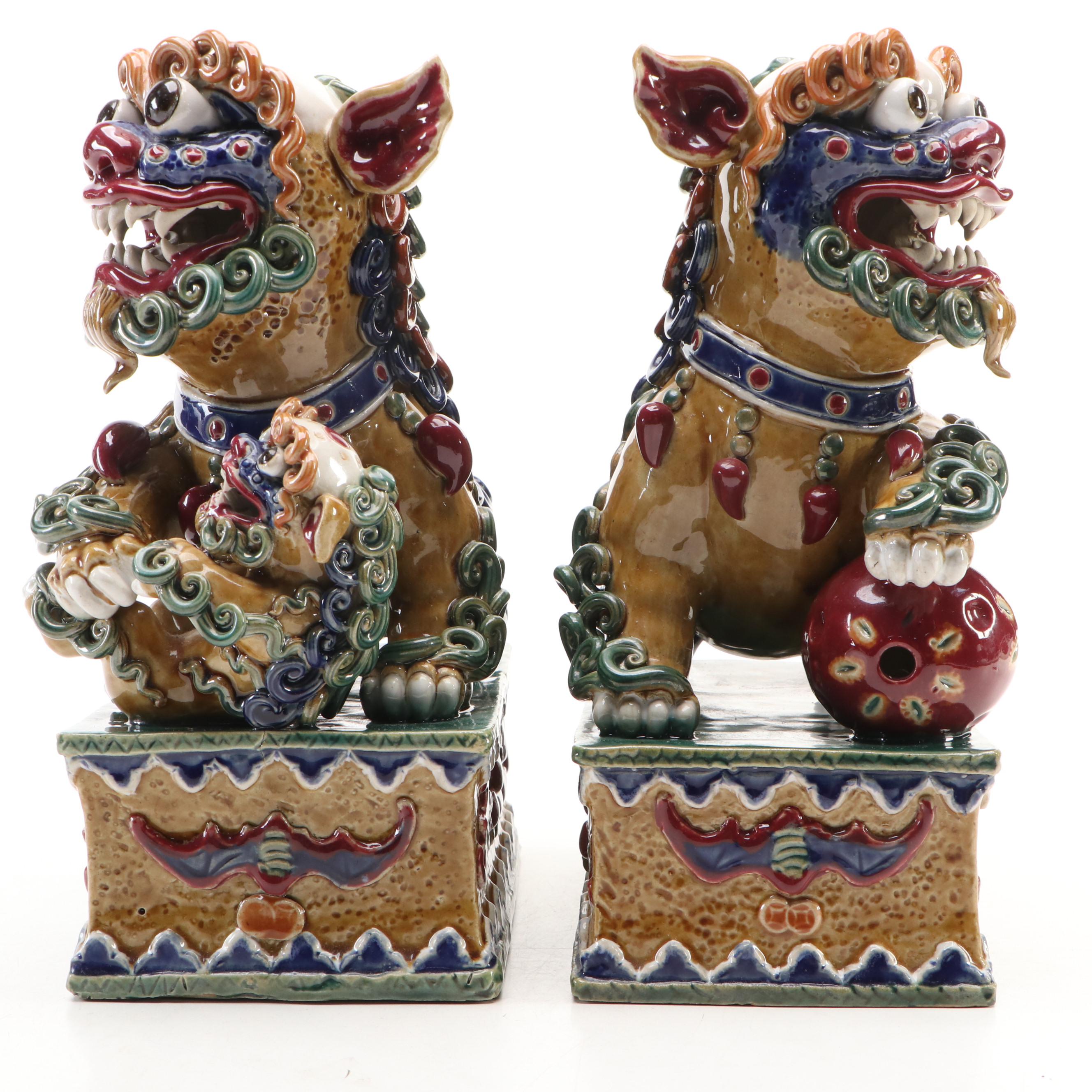 Chinese Ceramic Guardian Lions