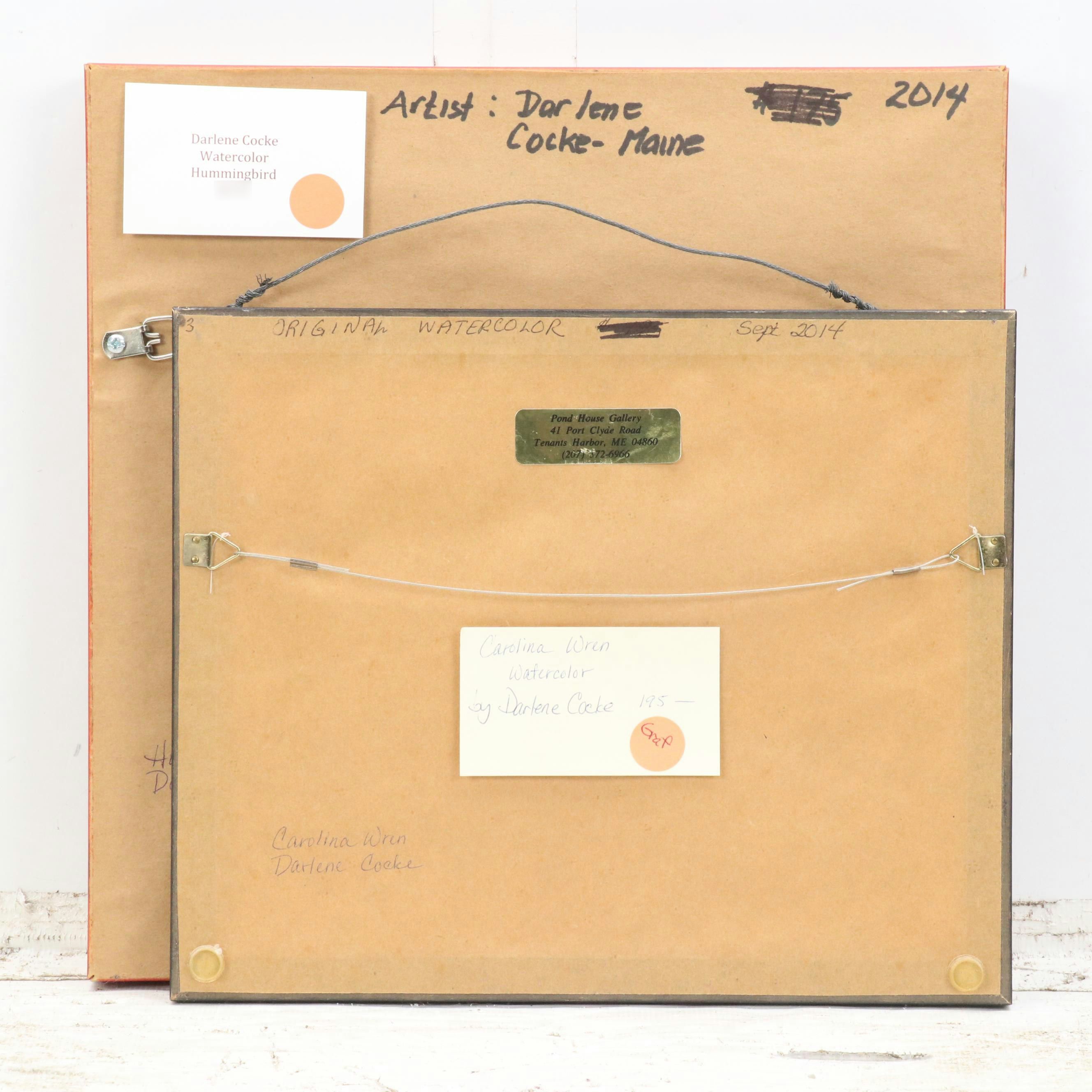 Darlene Cocke Watercolor and Giclée  "Hummingbird" and "Carolina Wren"