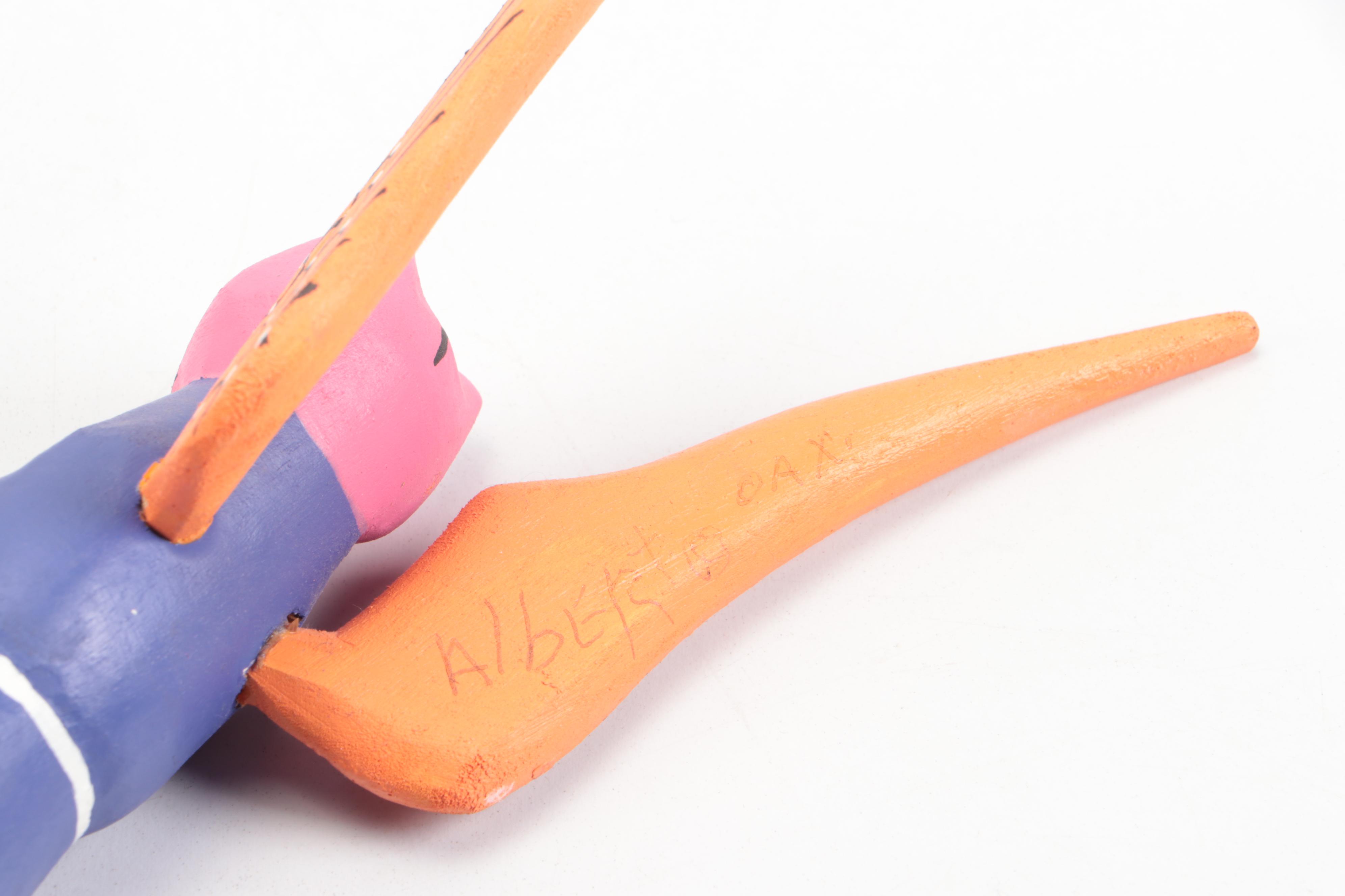 Chris Kennedy-Bubany Hand-Painted Ceramic Dish with Carved Wood Animals