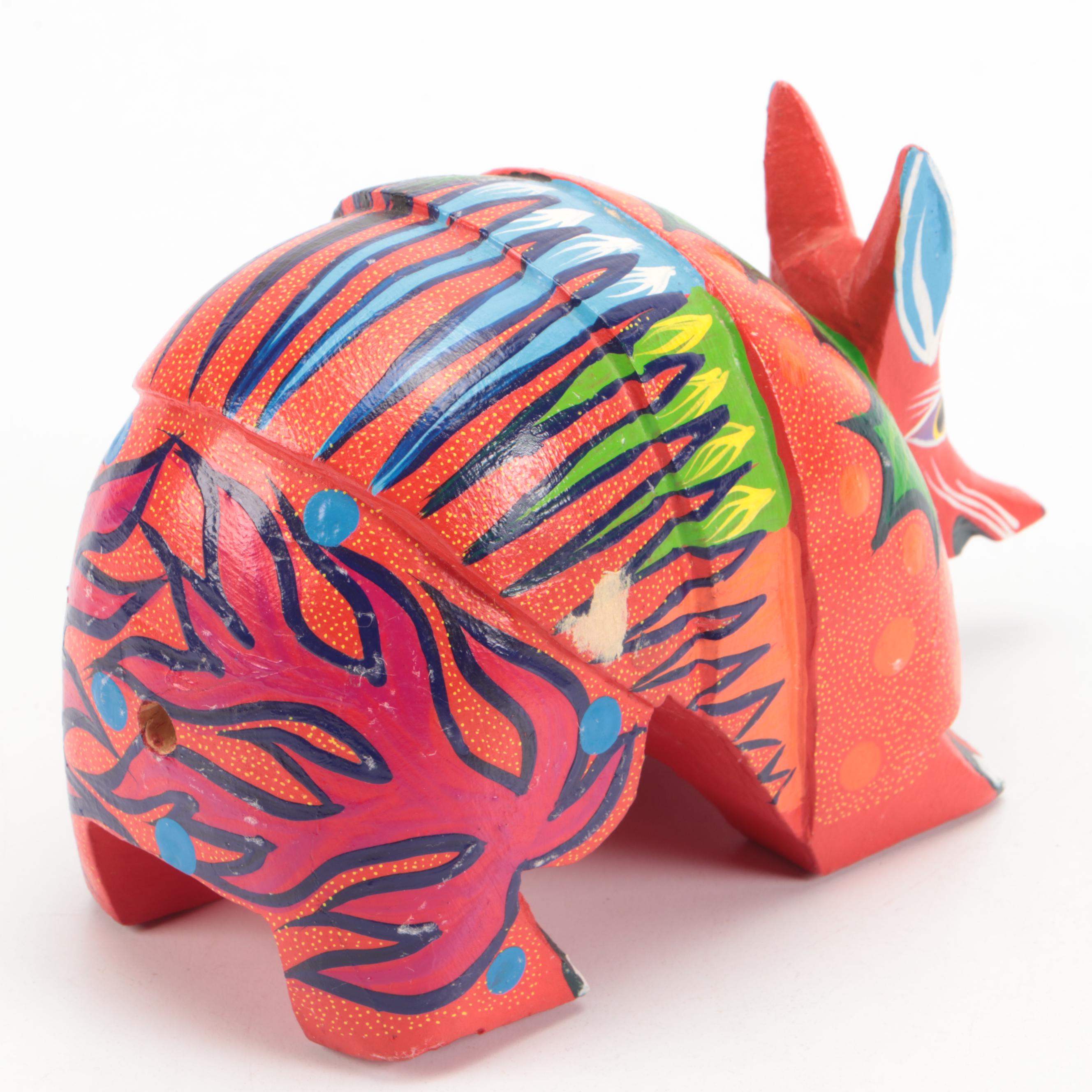 Chris Kennedy-Bubany Hand-Painted Ceramic Dish with Carved Wood Animals