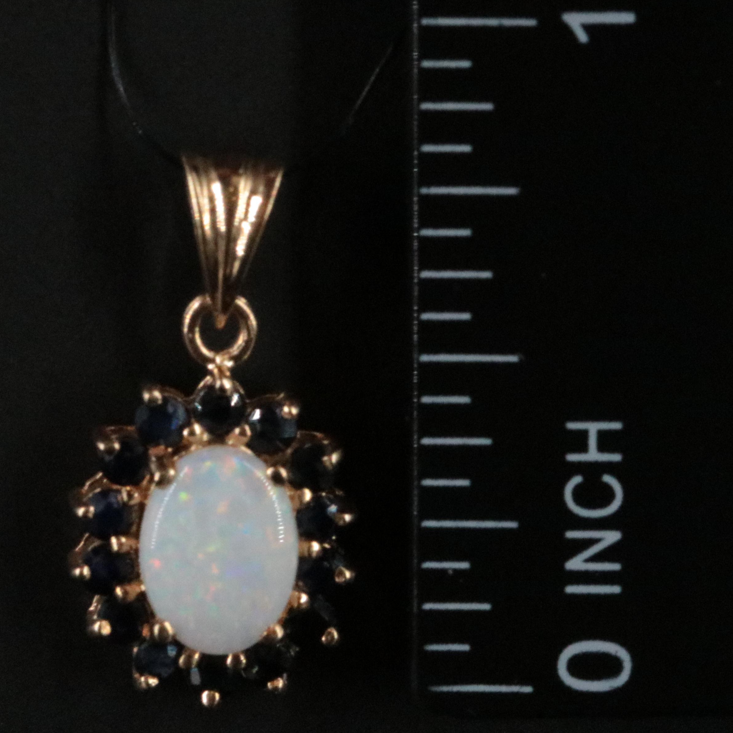14K Opal and Sapphire Pendant