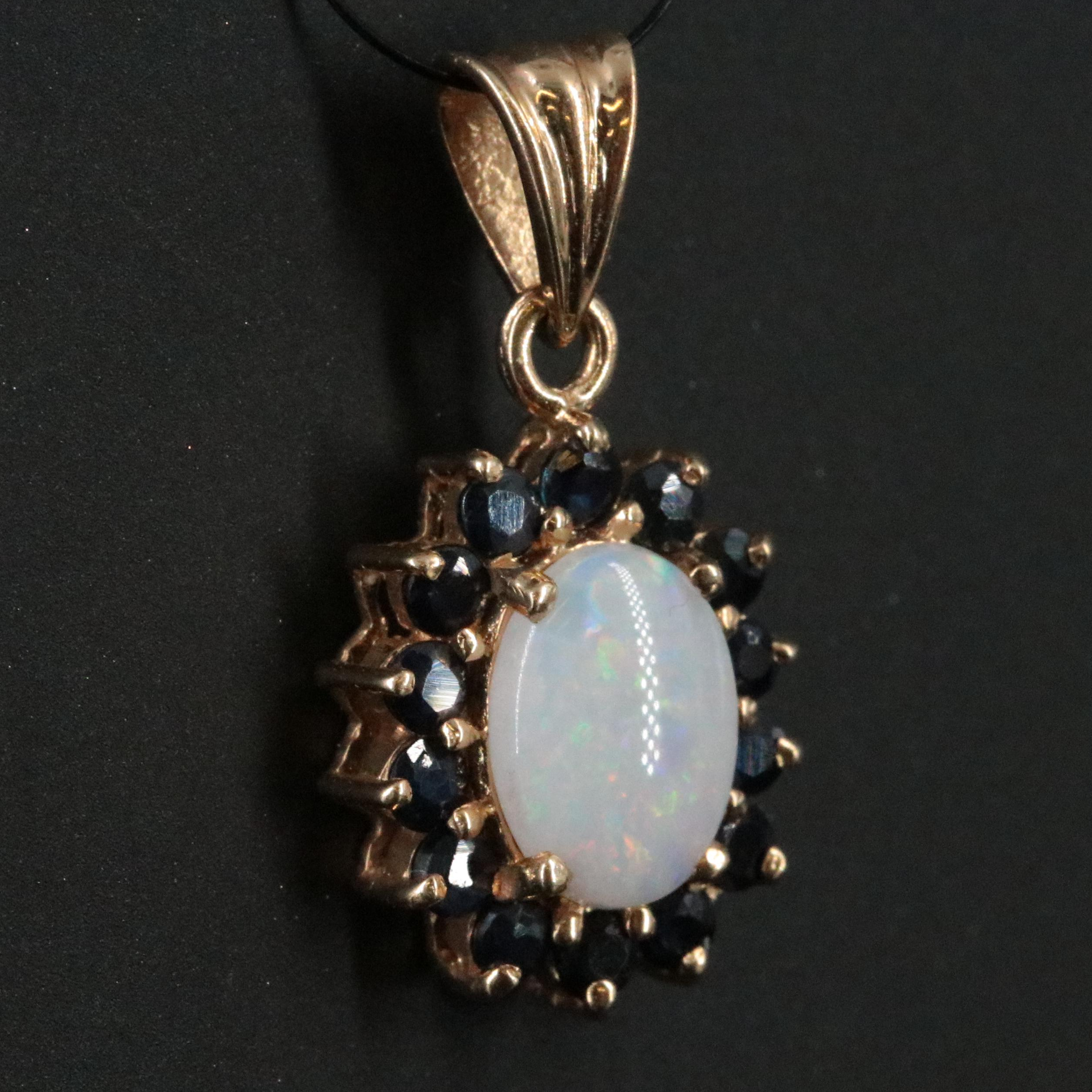 14K Opal and Sapphire Pendant