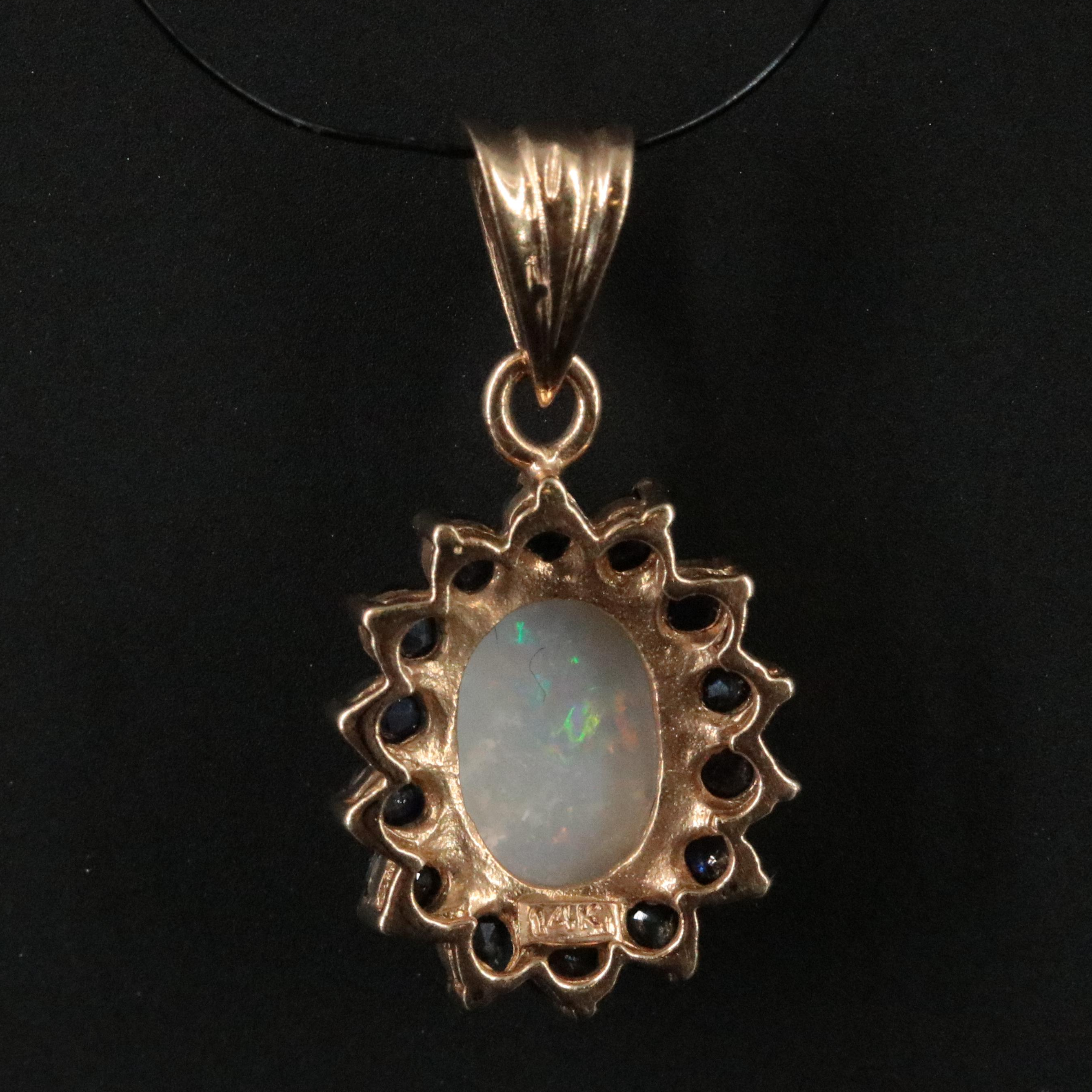 14K Opal and Sapphire Pendant