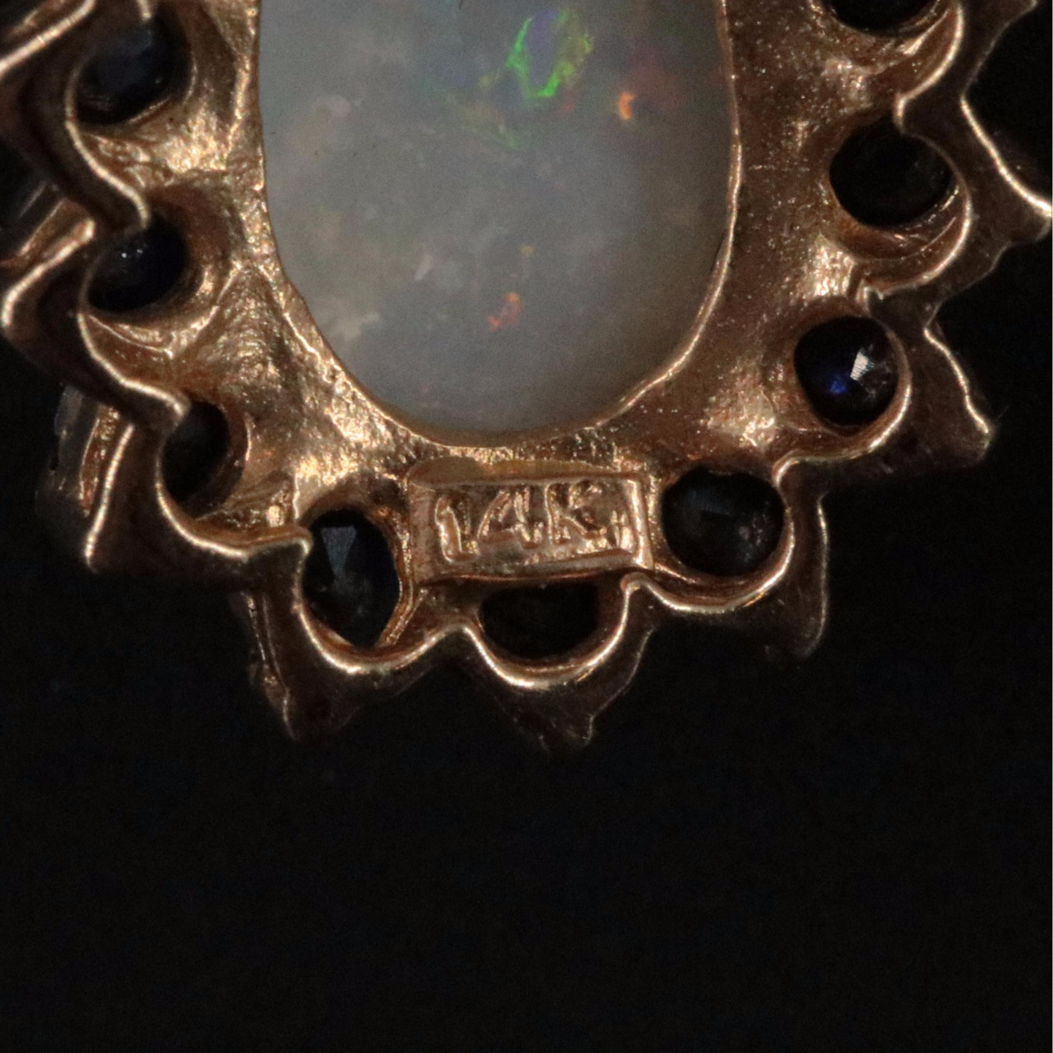 14K Opal and Sapphire Pendant