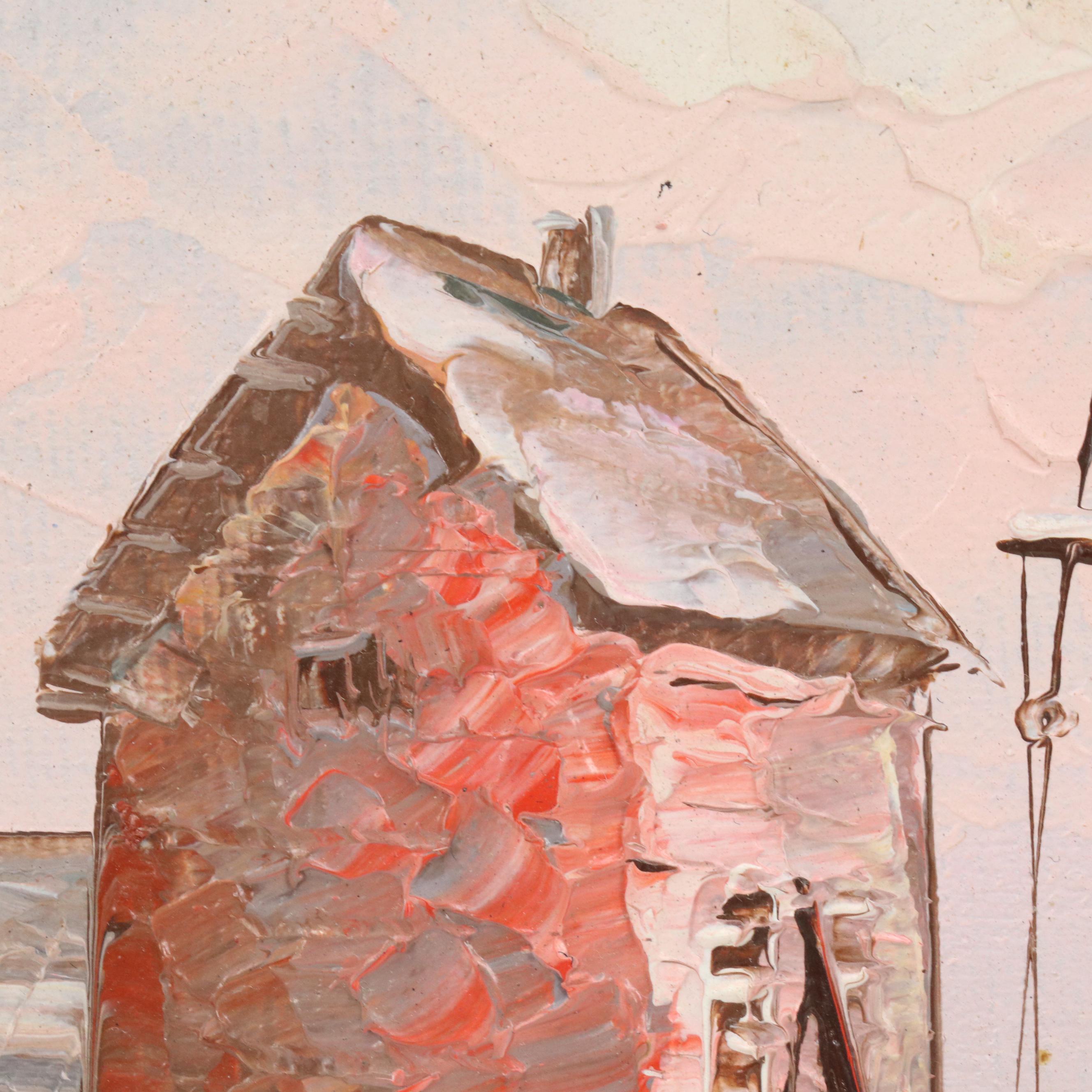 Max Savy Dock Scene Oil Painting