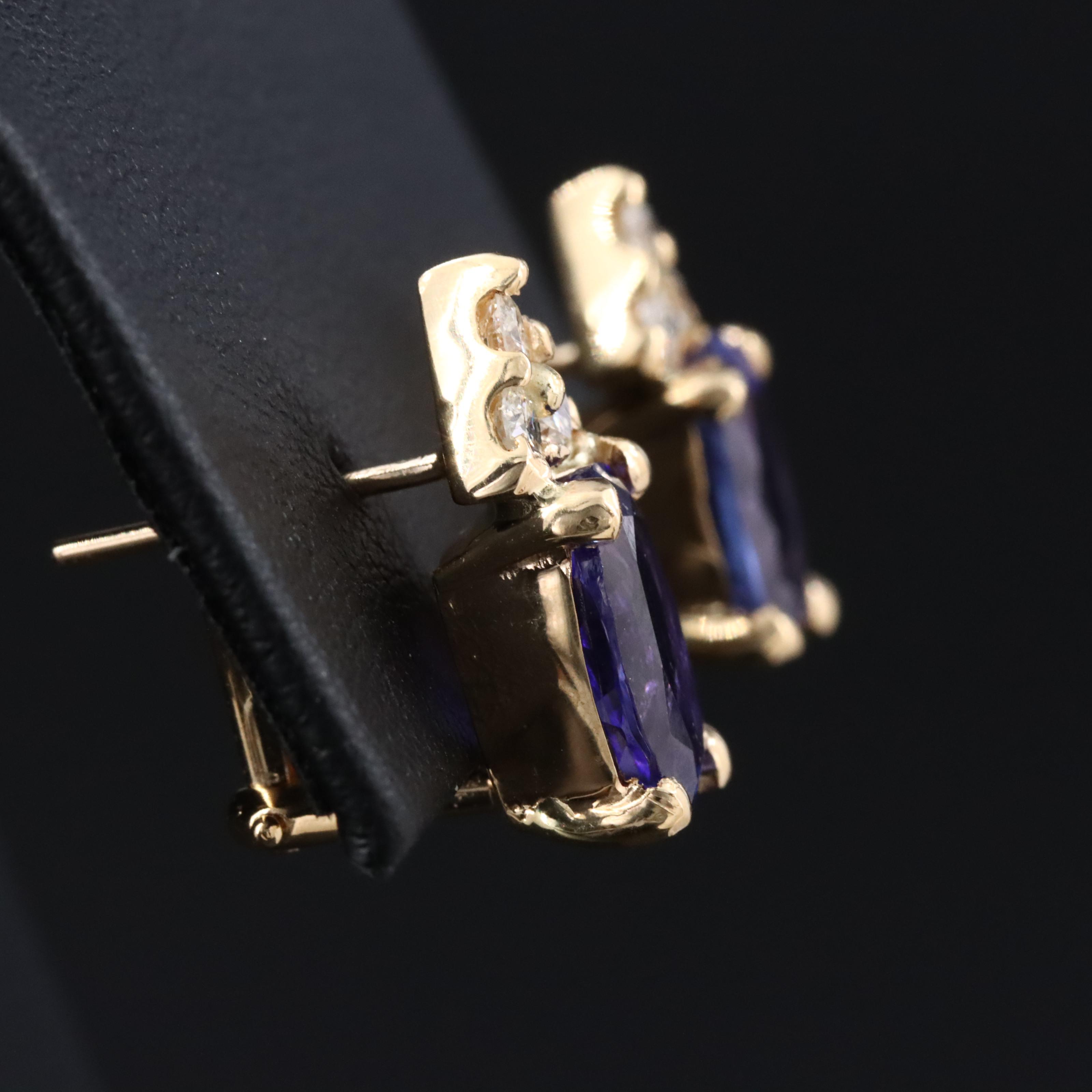 18K Tanzanite and Diamond Earrings