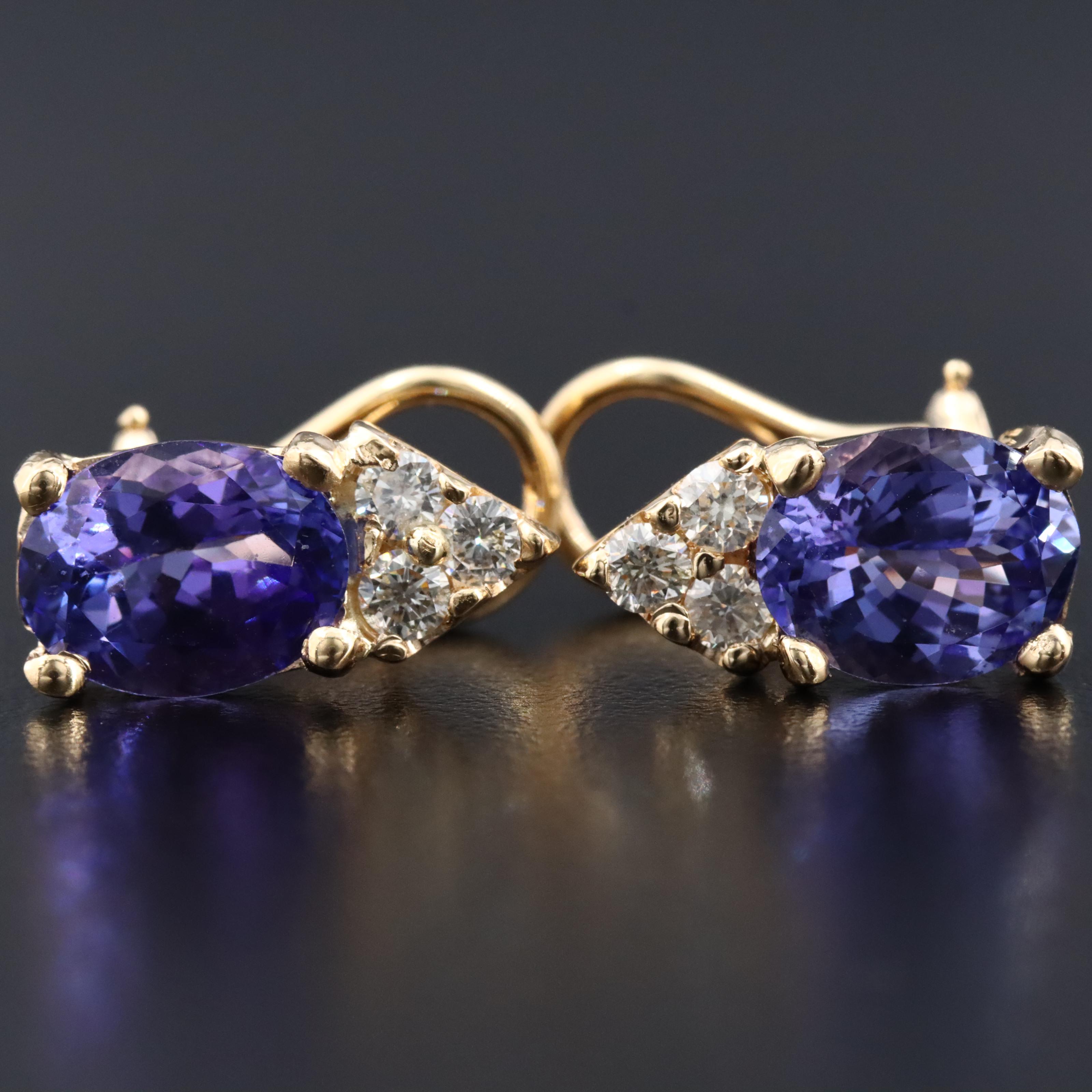 18K Tanzanite and Diamond Earrings