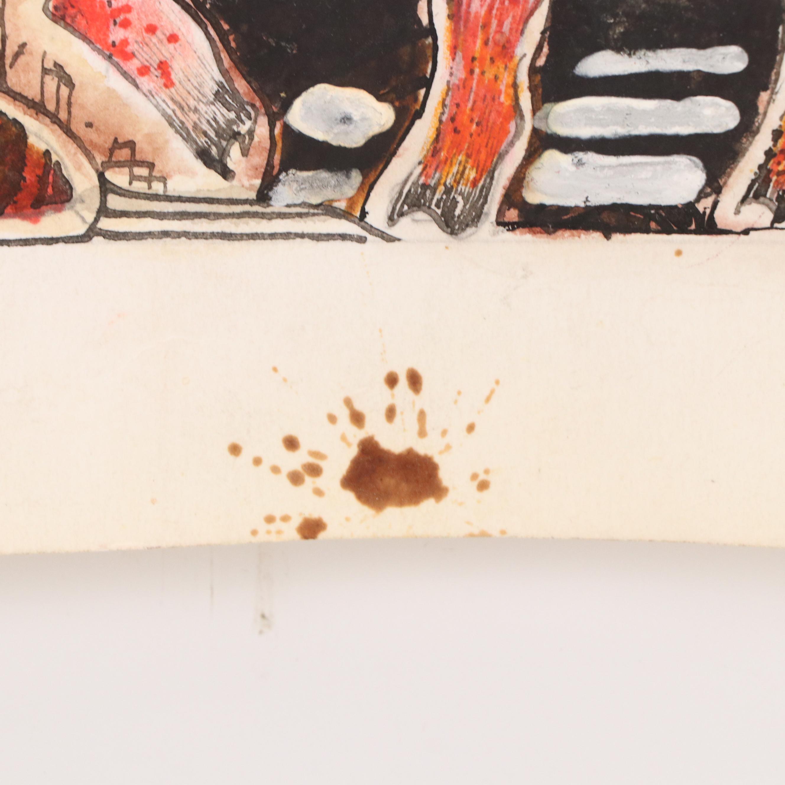 Nikolay "Kuk" Manuylov Figural Surrealist Mixed Media Drawing, 21st Century