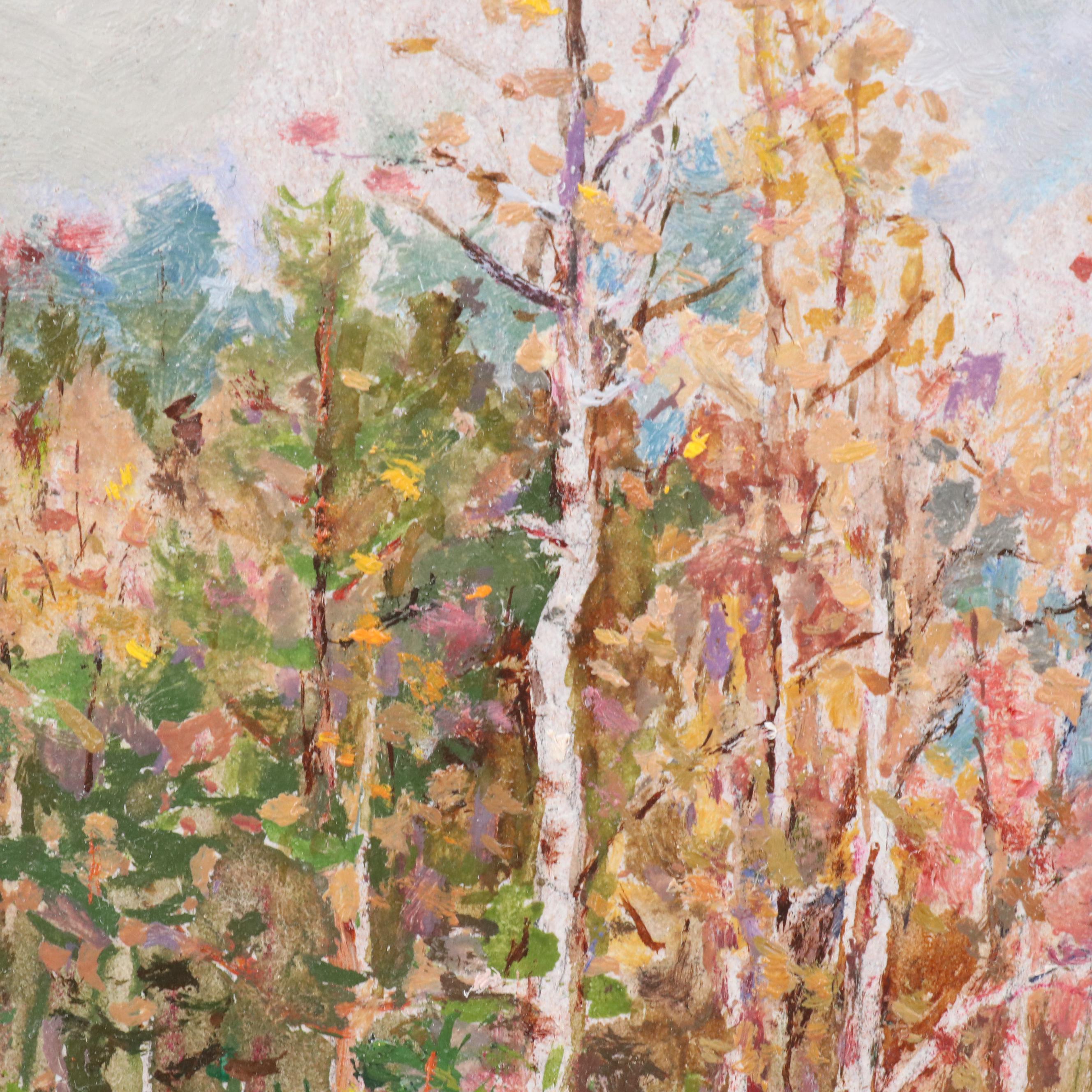 Landscape Oil Painting of Birch Grove