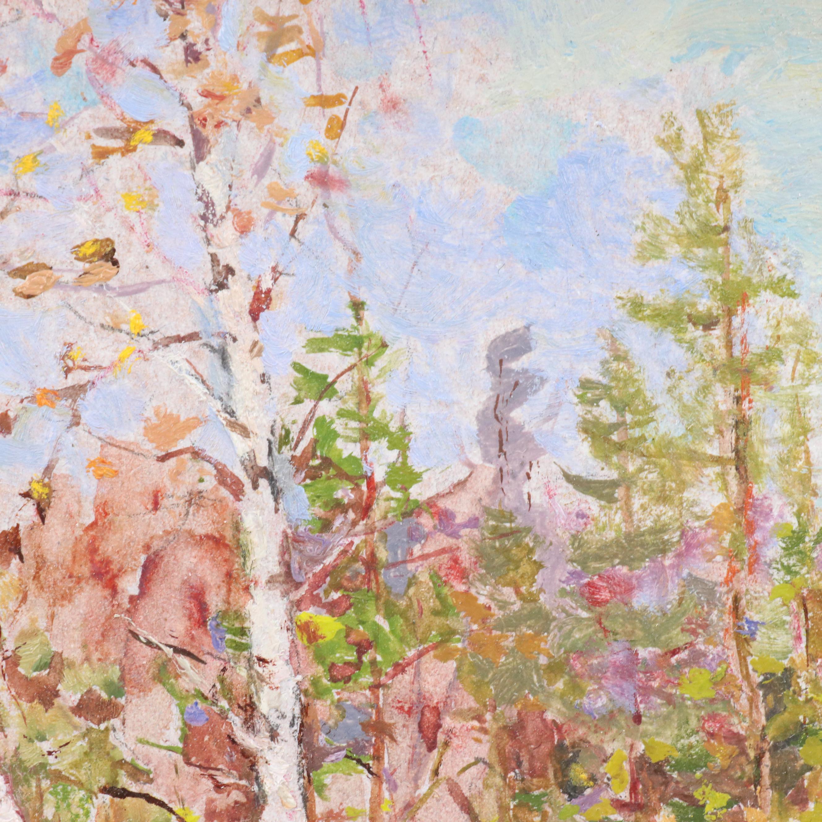 Landscape Oil Painting of Birch Grove