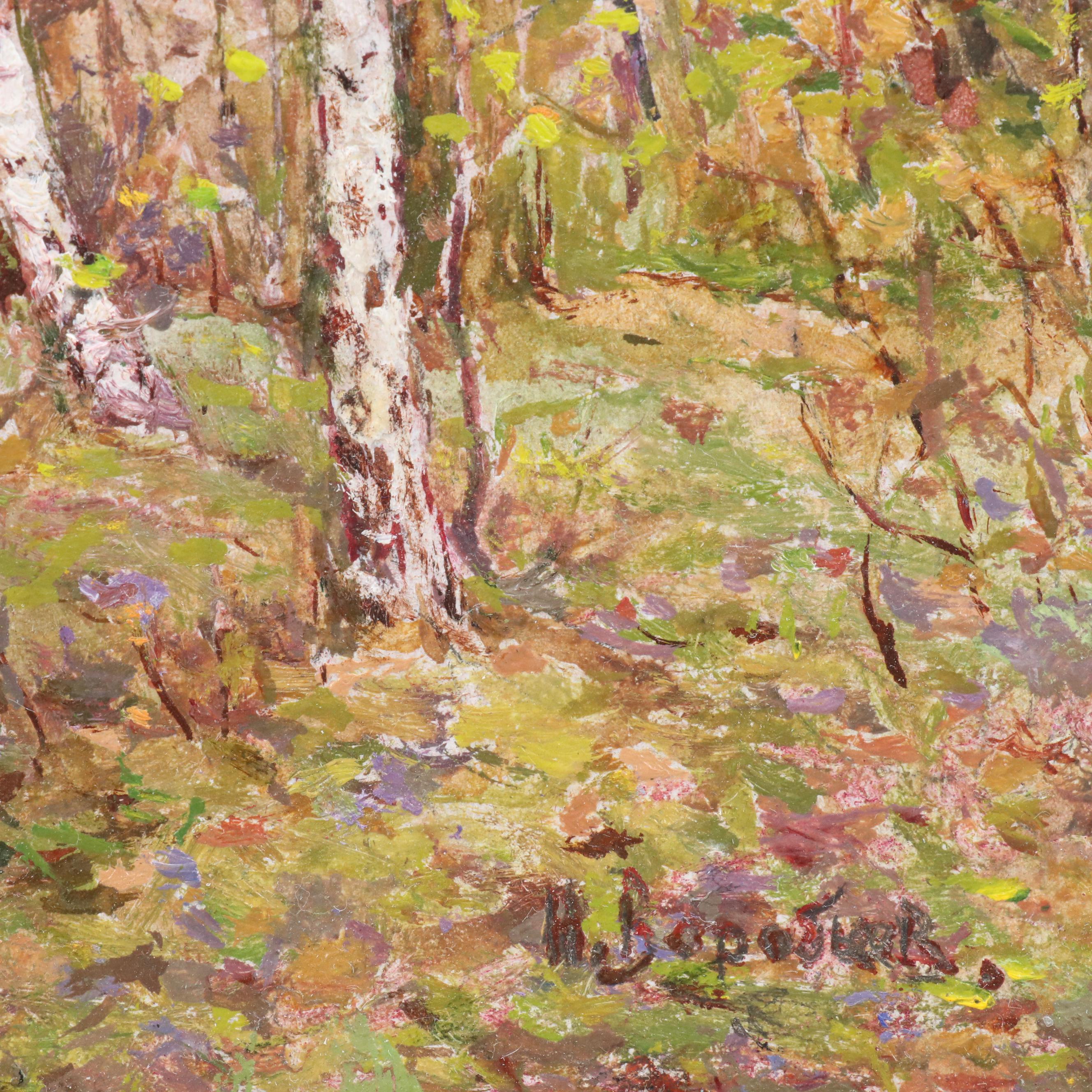 Landscape Oil Painting of Birch Grove