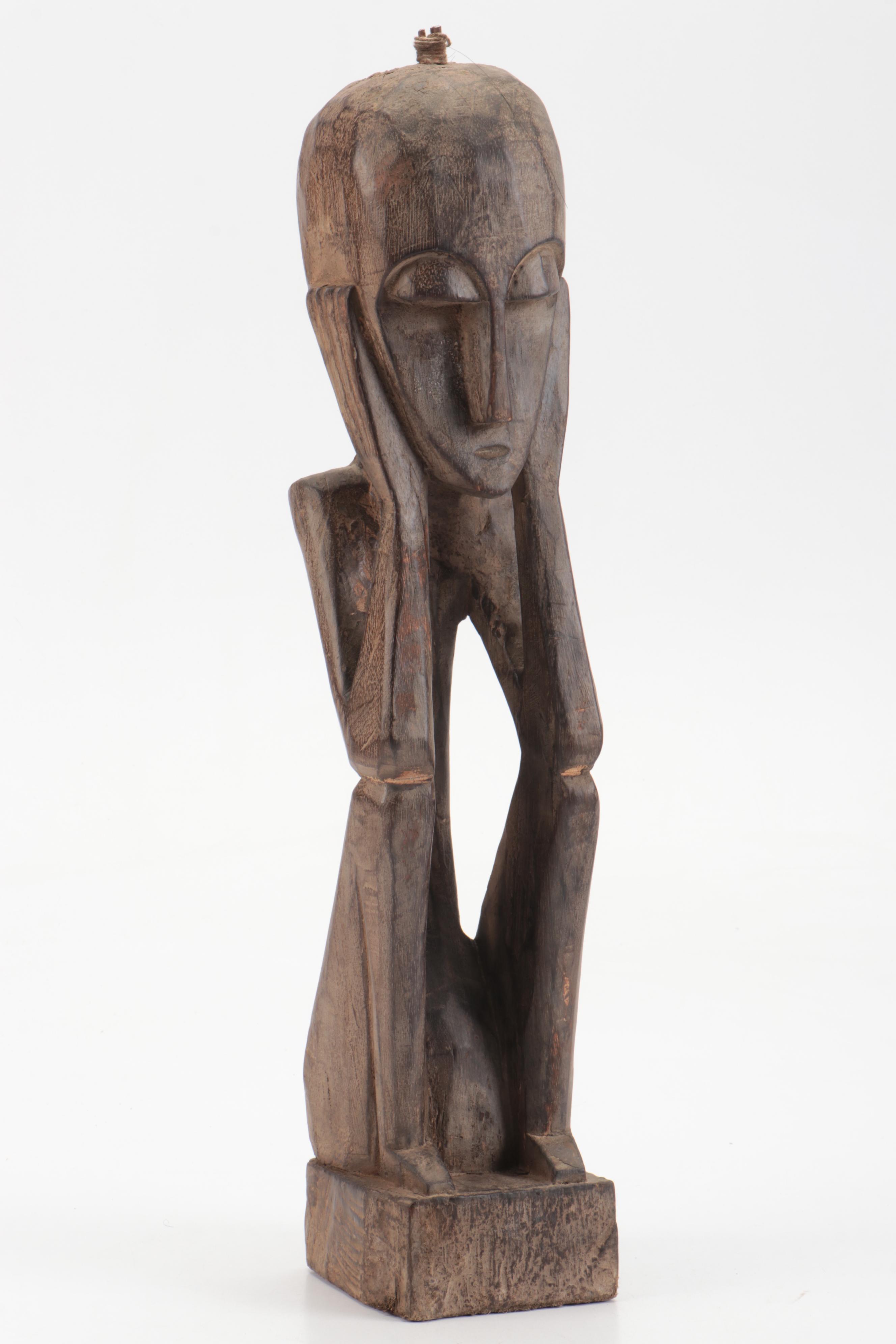 Sumatran Batak Carved Wood Figure, Nigerian Bead & Metal, Other Souvenir Masks