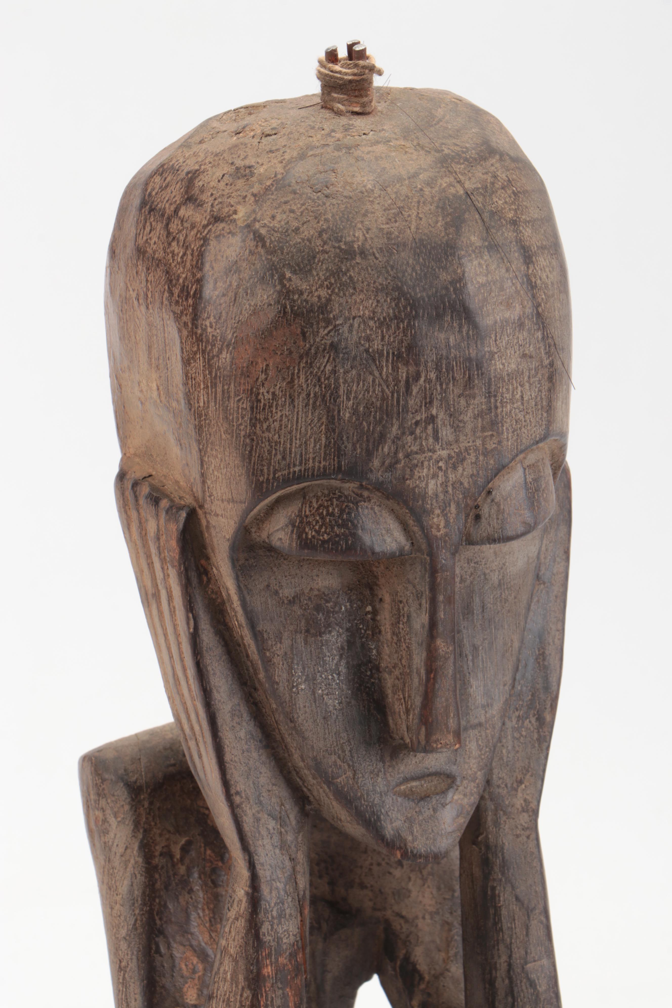 Sumatran Batak Carved Wood Figure, Nigerian Bead & Metal, Other Souvenir Masks