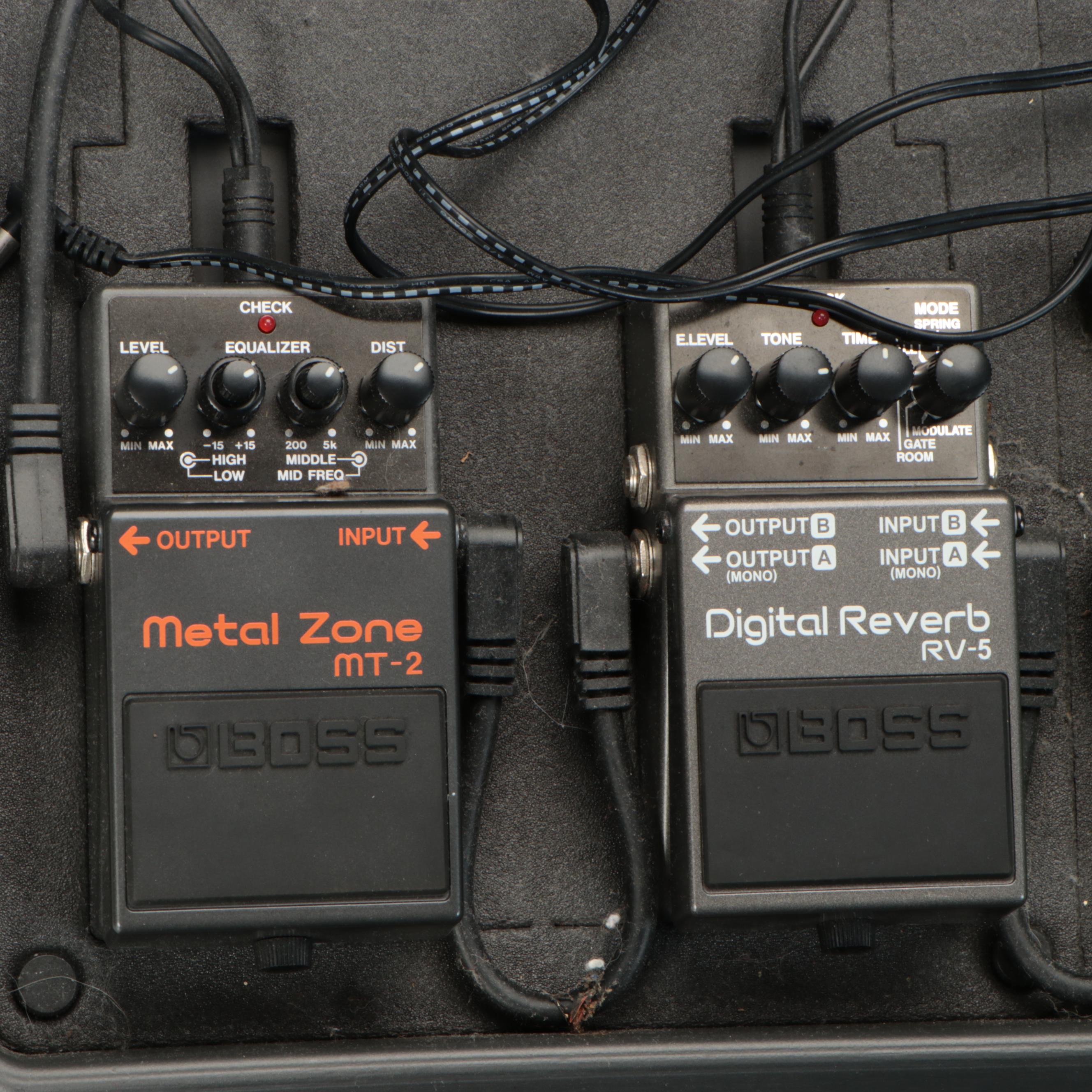 Boss Pedal Board BCB-60 with Boss and DOD Guitar Pedals, and Case