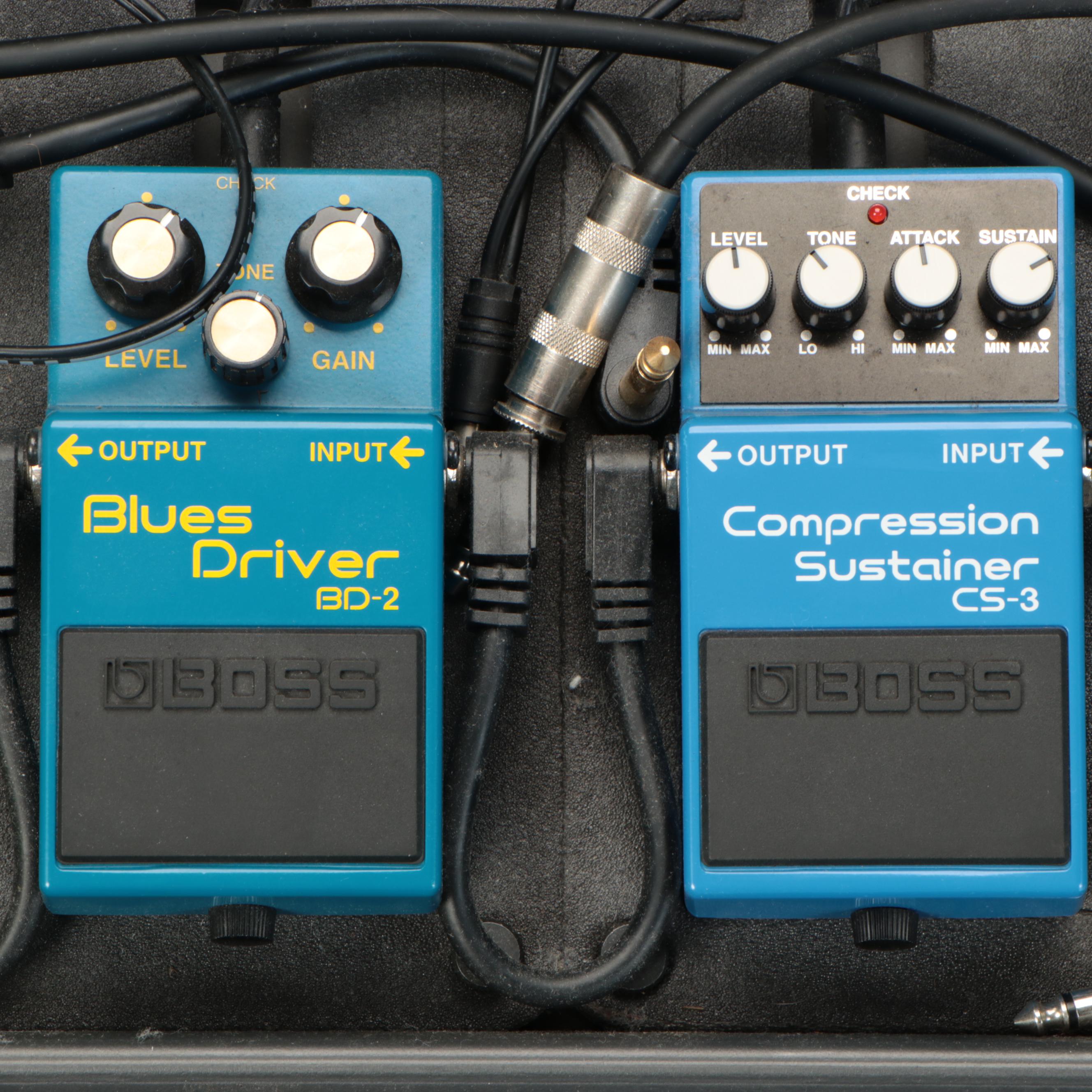 Boss Pedal Board BCB-60 with Boss and DOD Guitar Pedals, and Case