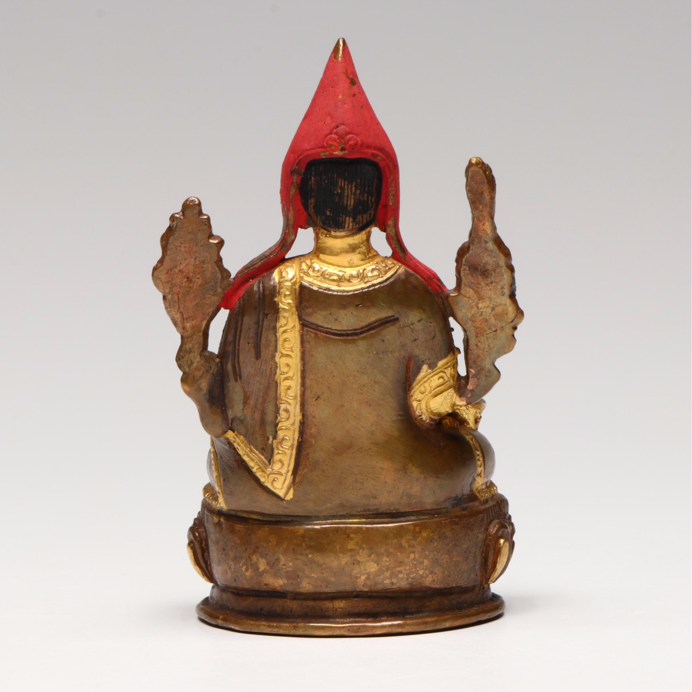 Sino Tibetan Cast Bronze Seated Monk or High Priest, 19th Century